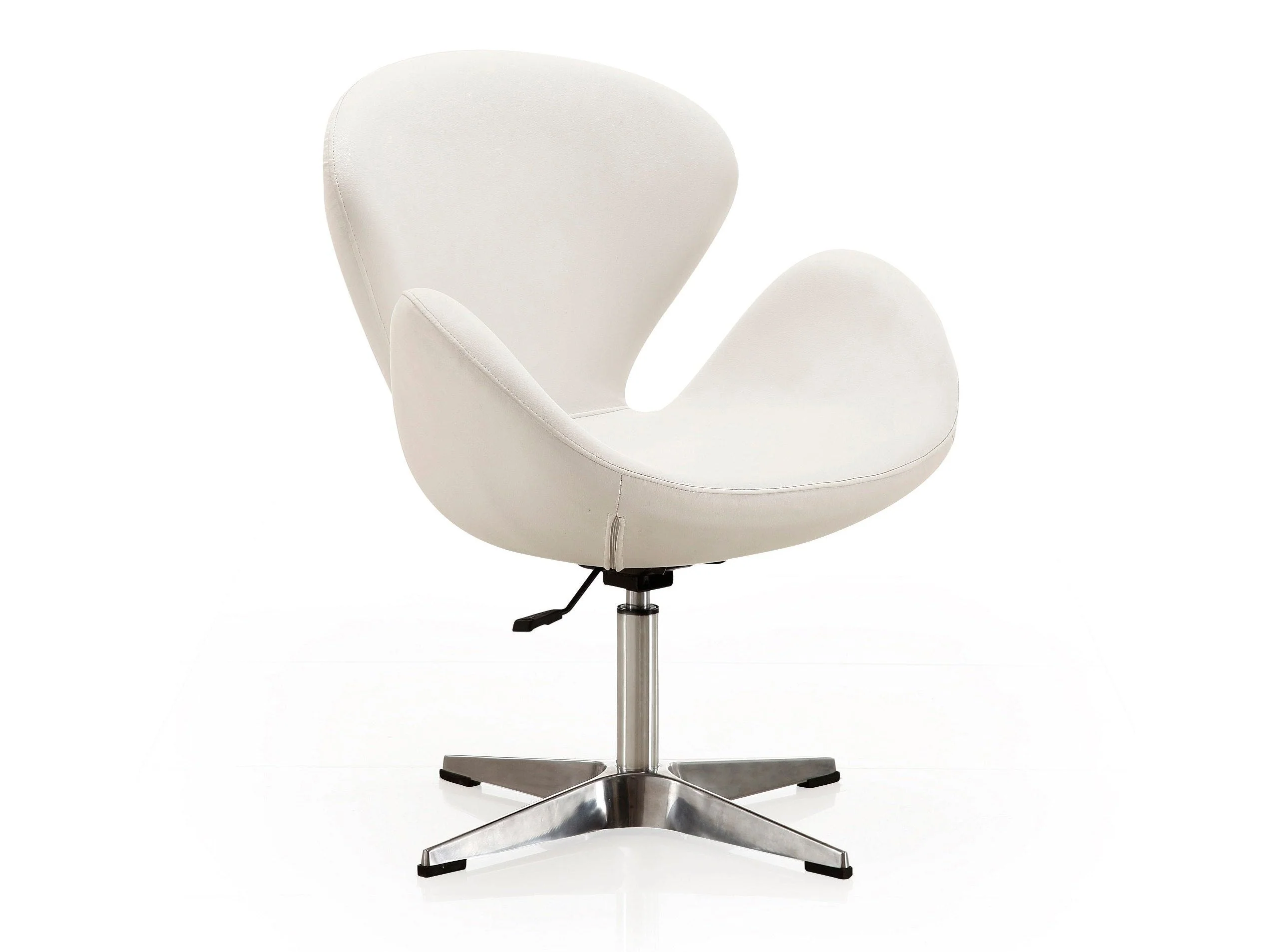 Raspberry Faux Leather Adjustable Swivel Chair in White and Polished Chrome