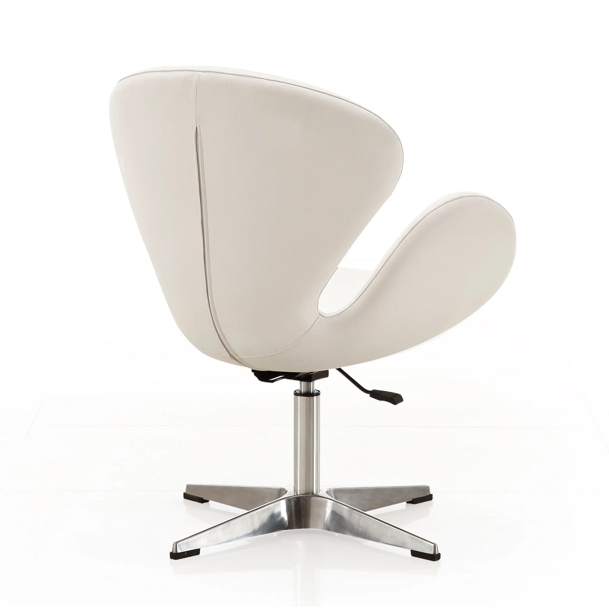 Raspberry Faux Leather Adjustable Swivel Chair in White and Polished Chrome - Image 6