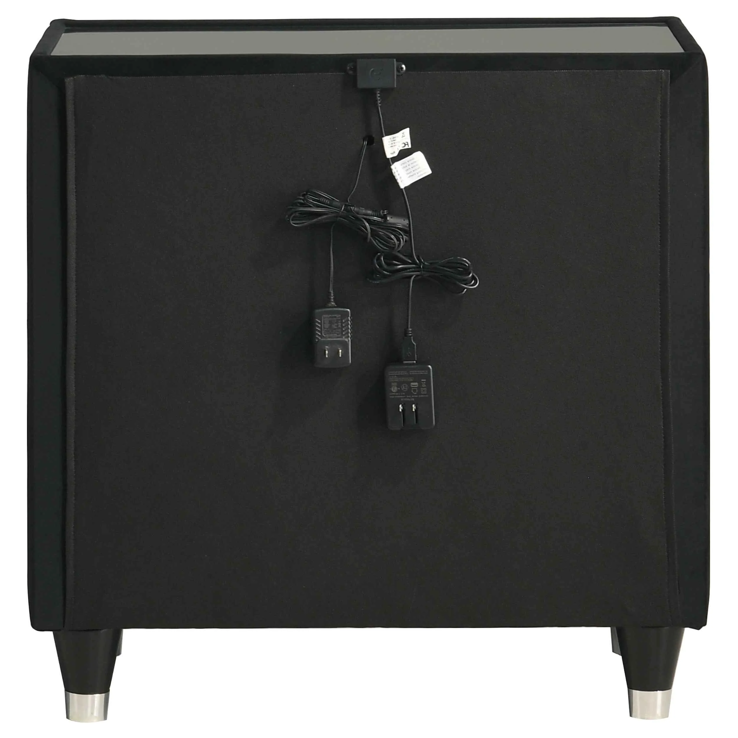 Ravenne Black 2-drawer Velvet Upholstered LED Nightstand with USB - Image 7