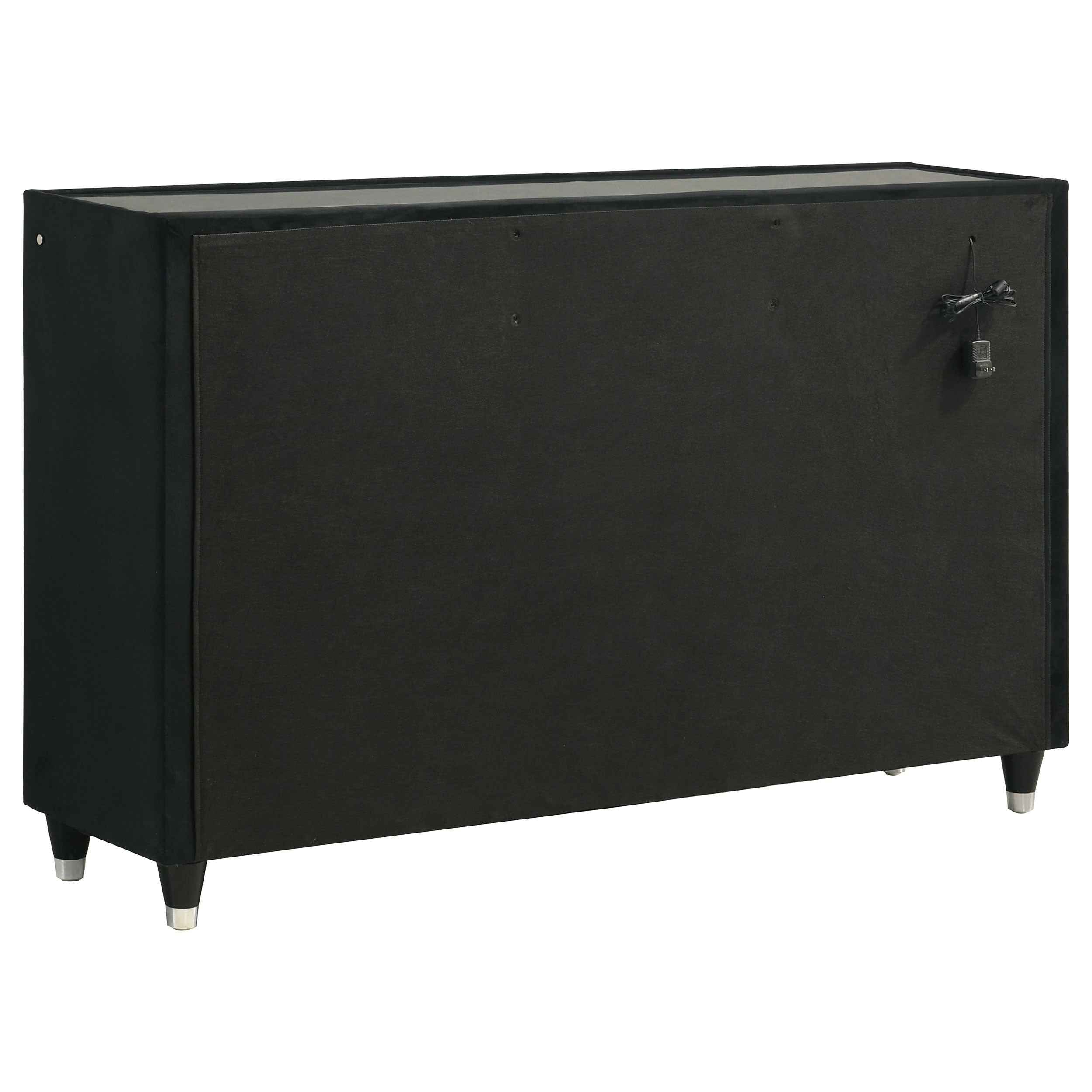 Ravenne Black 5-piece Velvet Upholstered California King LED Bedroom Set - Image 8