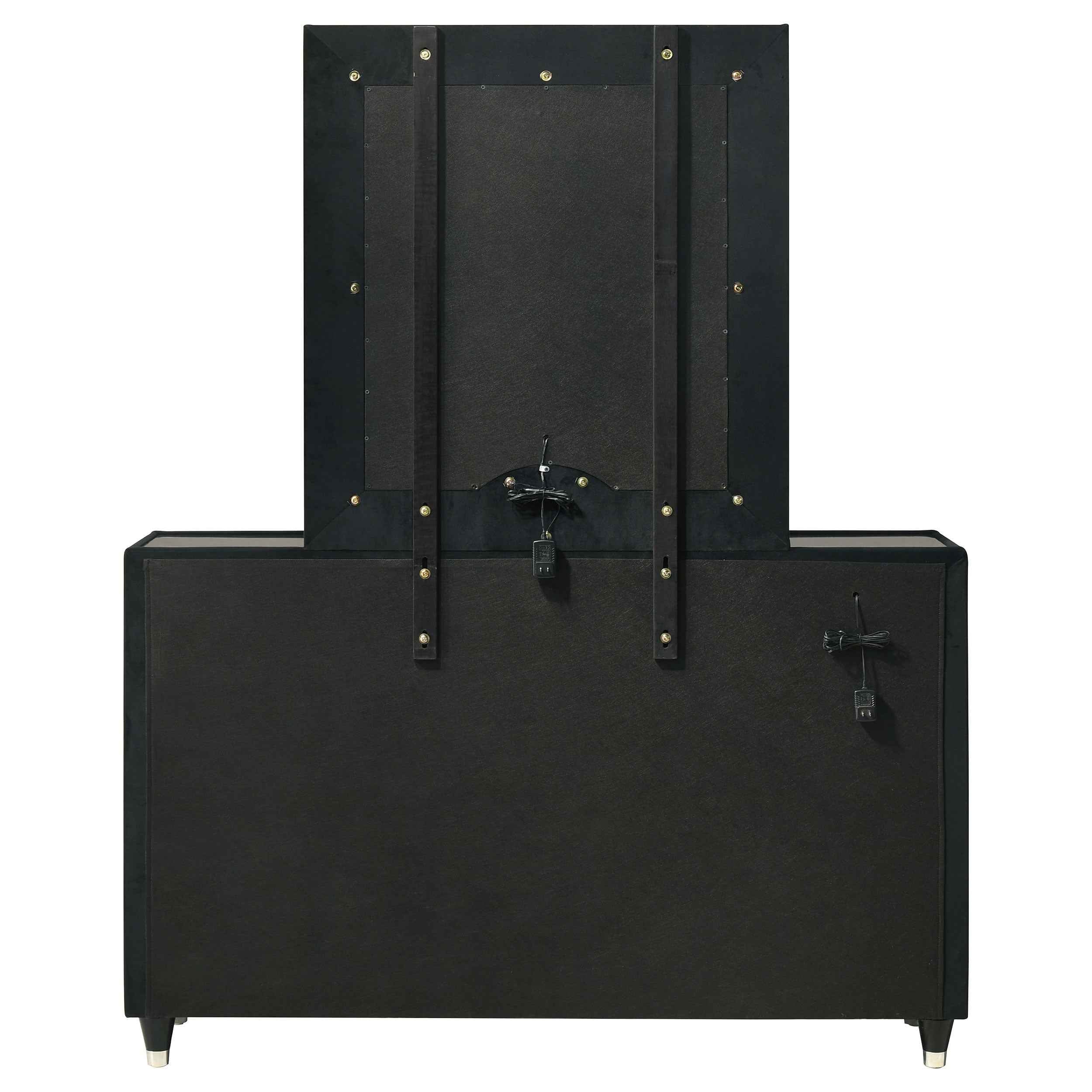 Ravenne Black 8-drawer Velvet Upholstered LED Dresser and Mirror - Image 7