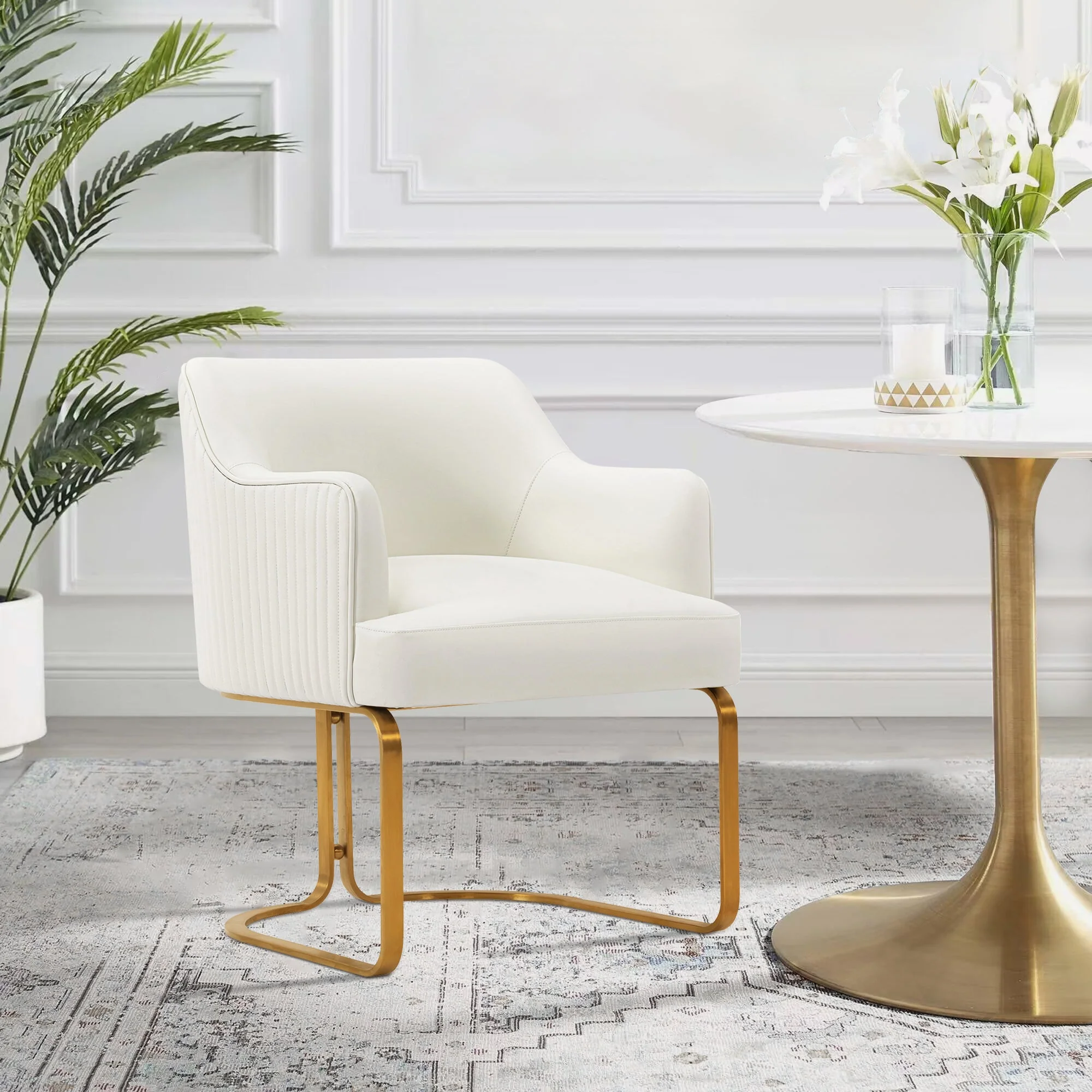 Raya Dining Armchair in Cream - Image 2
