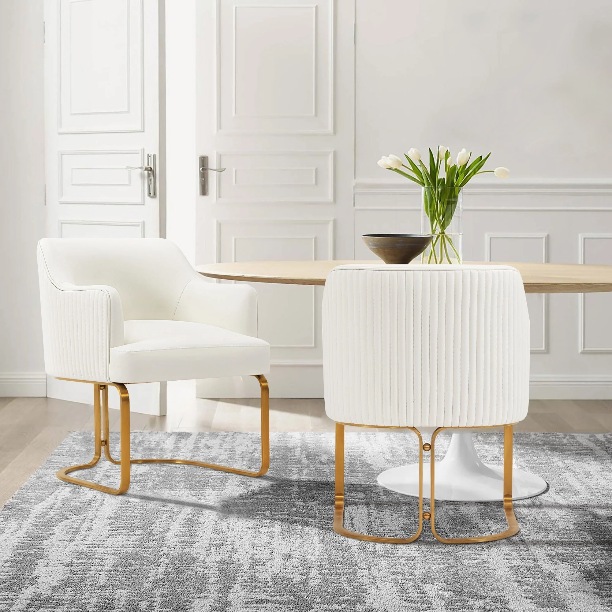 Raya Dining Armchair in Cream (set of 2) - Image 2