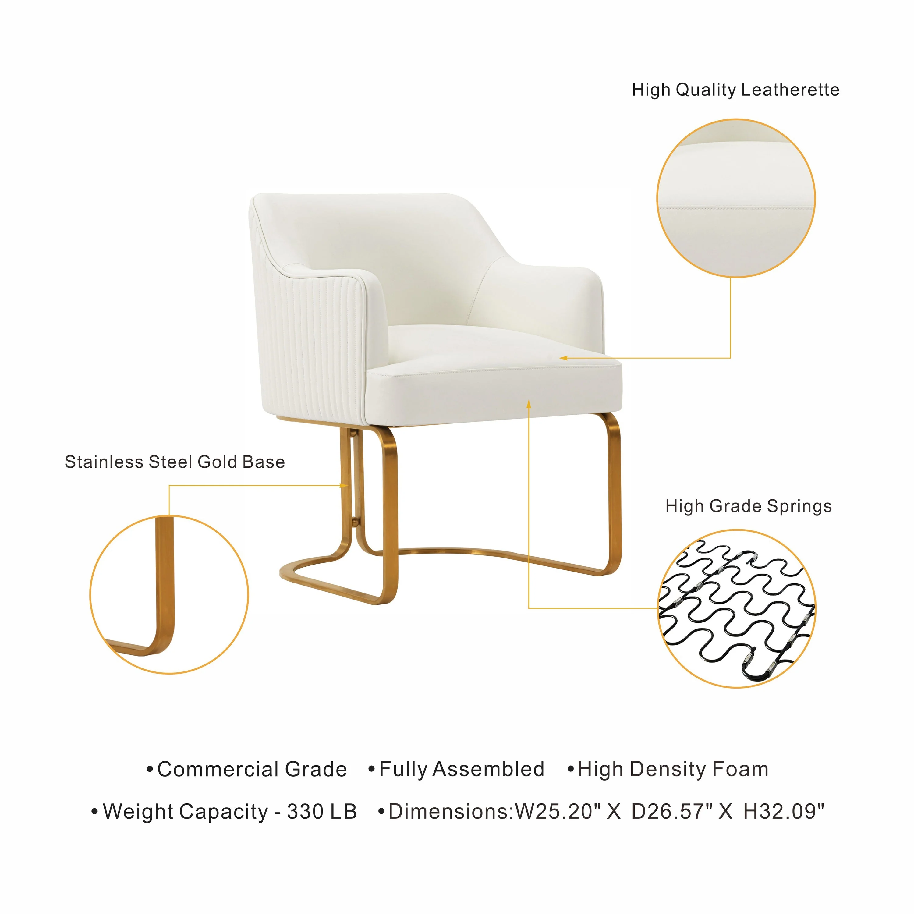 Raya Dining Armchair in Cream (set of 2) - Image 4