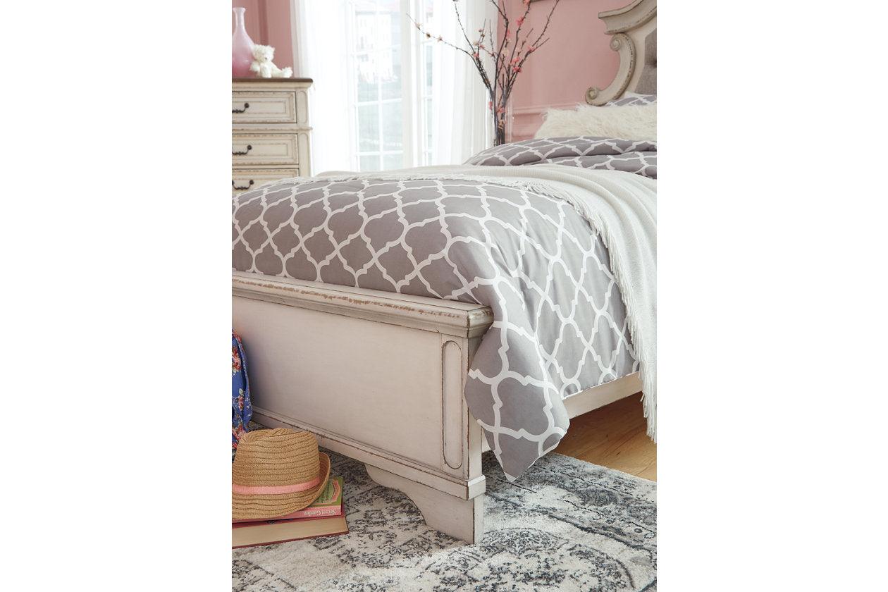 Realyn Chipped White King Upholstered Panel Bed - Image 3