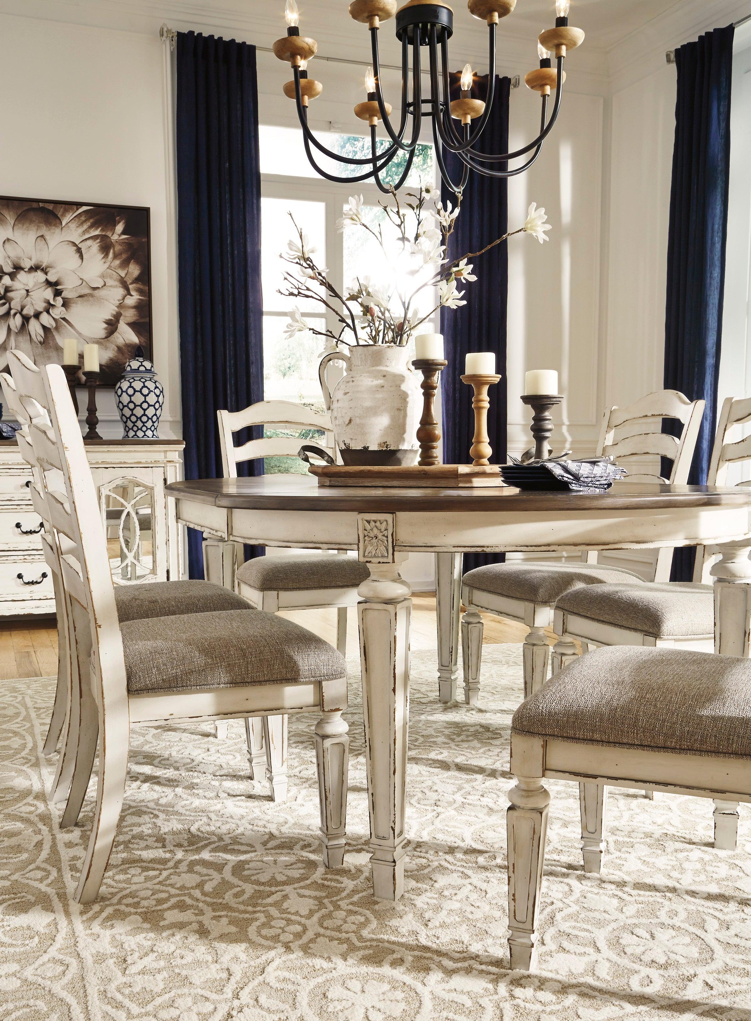 Realyn Chipped White Oval Extendable Round/Oval Ladder Dining Set - Image 2