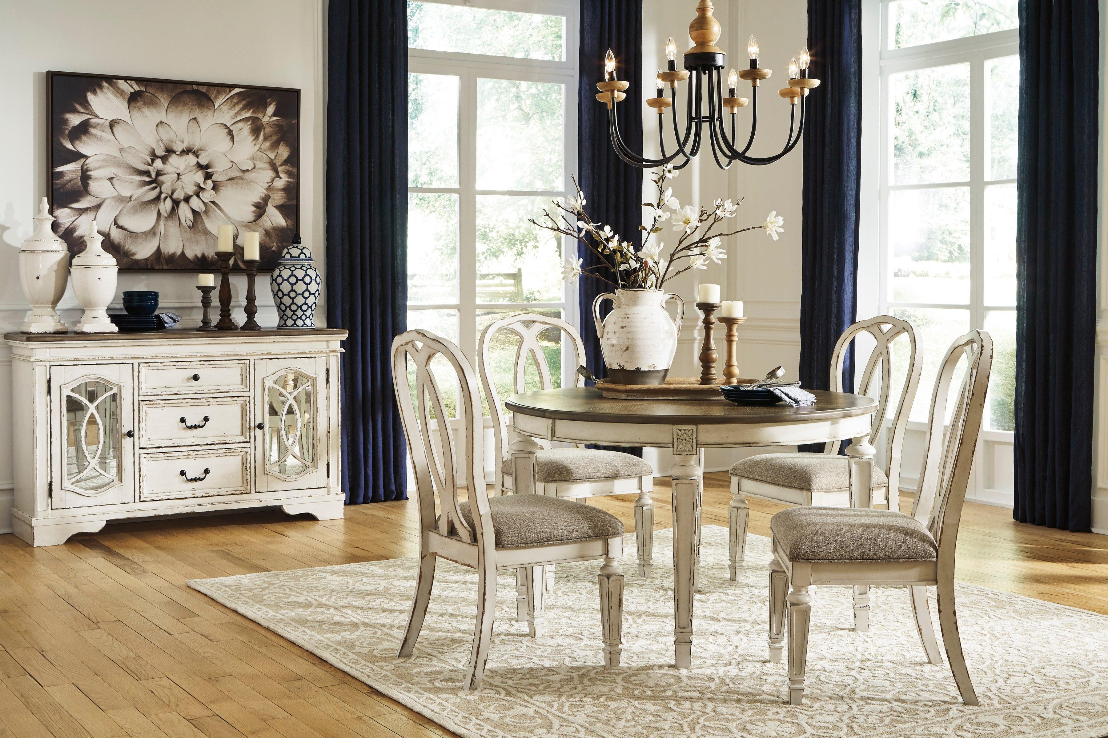 Realyn Chipped White Oval Extendable Round/Oval Ladder Dining Set - Image 3