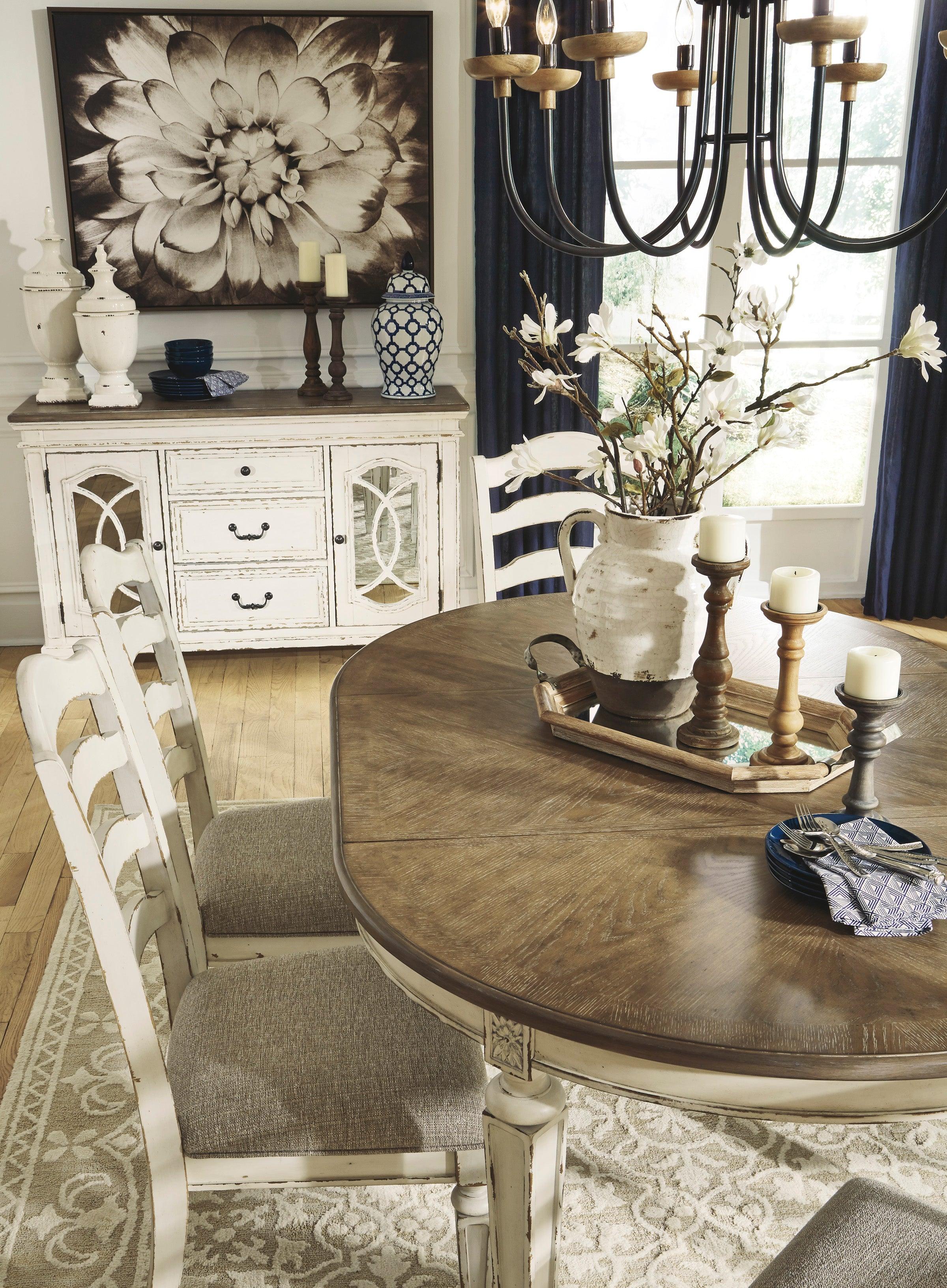 Realyn Chipped White Oval Extendable Round/Oval Ladder Dining Set - Image 4