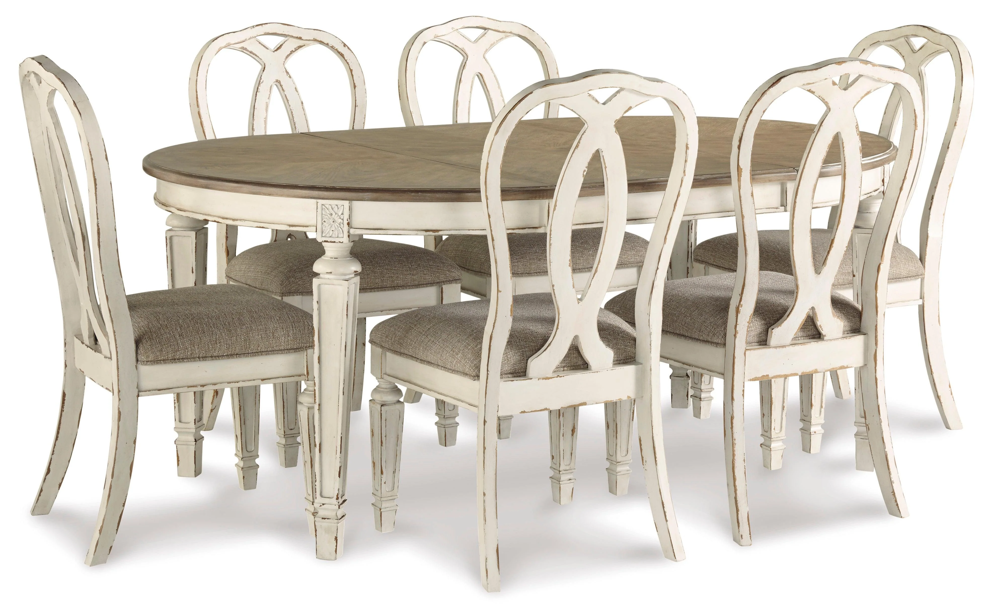 Realyn Chipped White Oval Extendable Round/Oval Ribbon Dining Set - Image 3