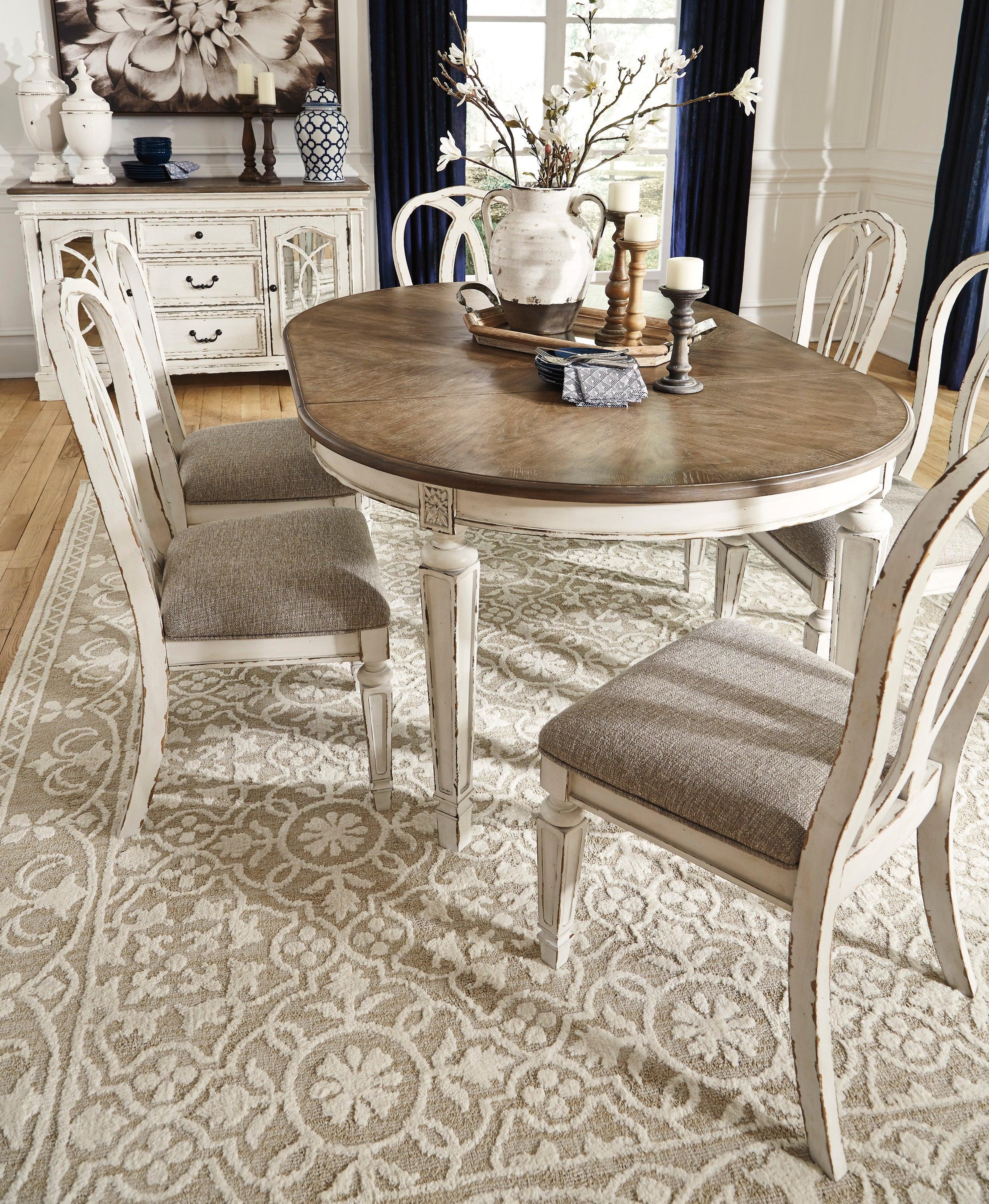 Realyn Chipped White Oval Extendable Round/Oval Ribbon Dining Set - Image 4