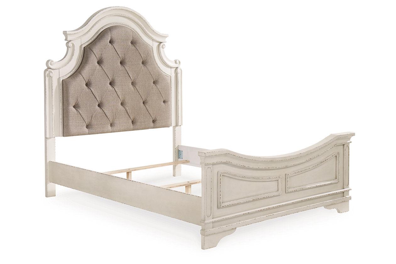 Realyn Chipped White Queen Upholstered Panel Bed - Image 2
