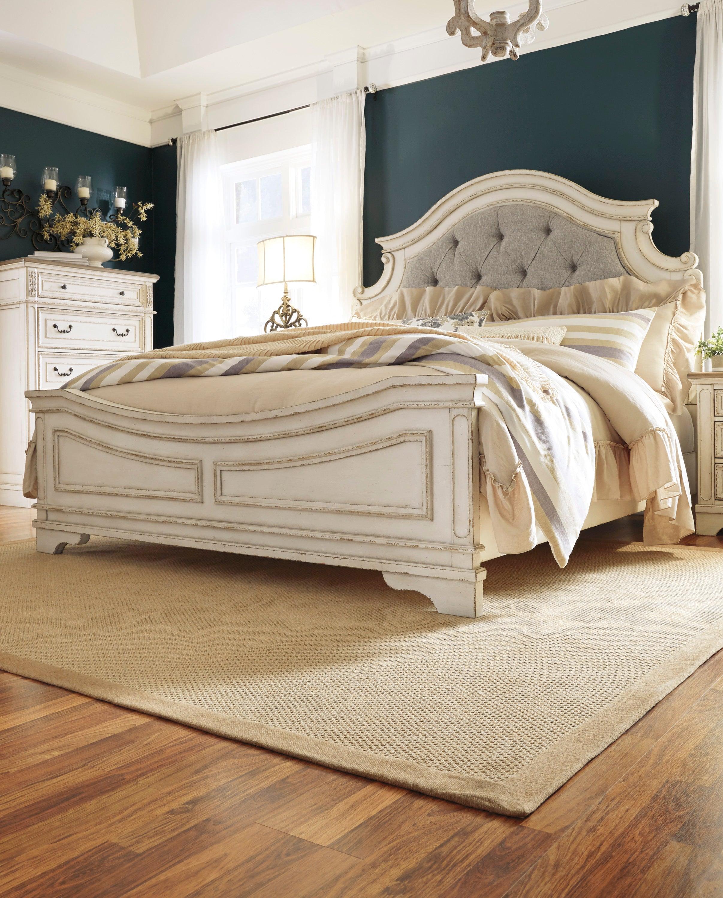 Realyn Chipped White Upholstered Panel Bedroom Set - Image 3