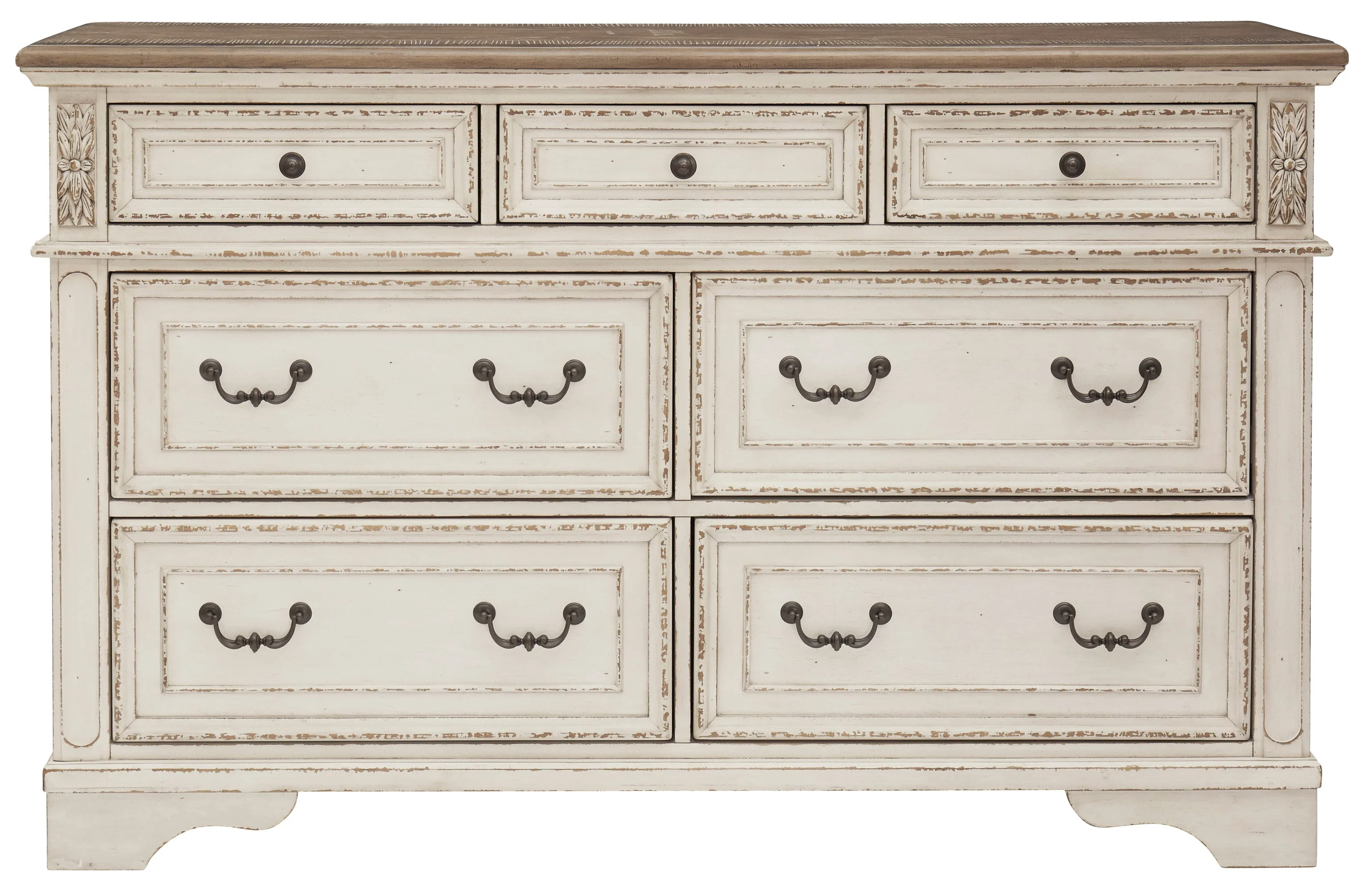 Realyn Chipped White Upholstered Sleigh Bedroom Set - Image 8