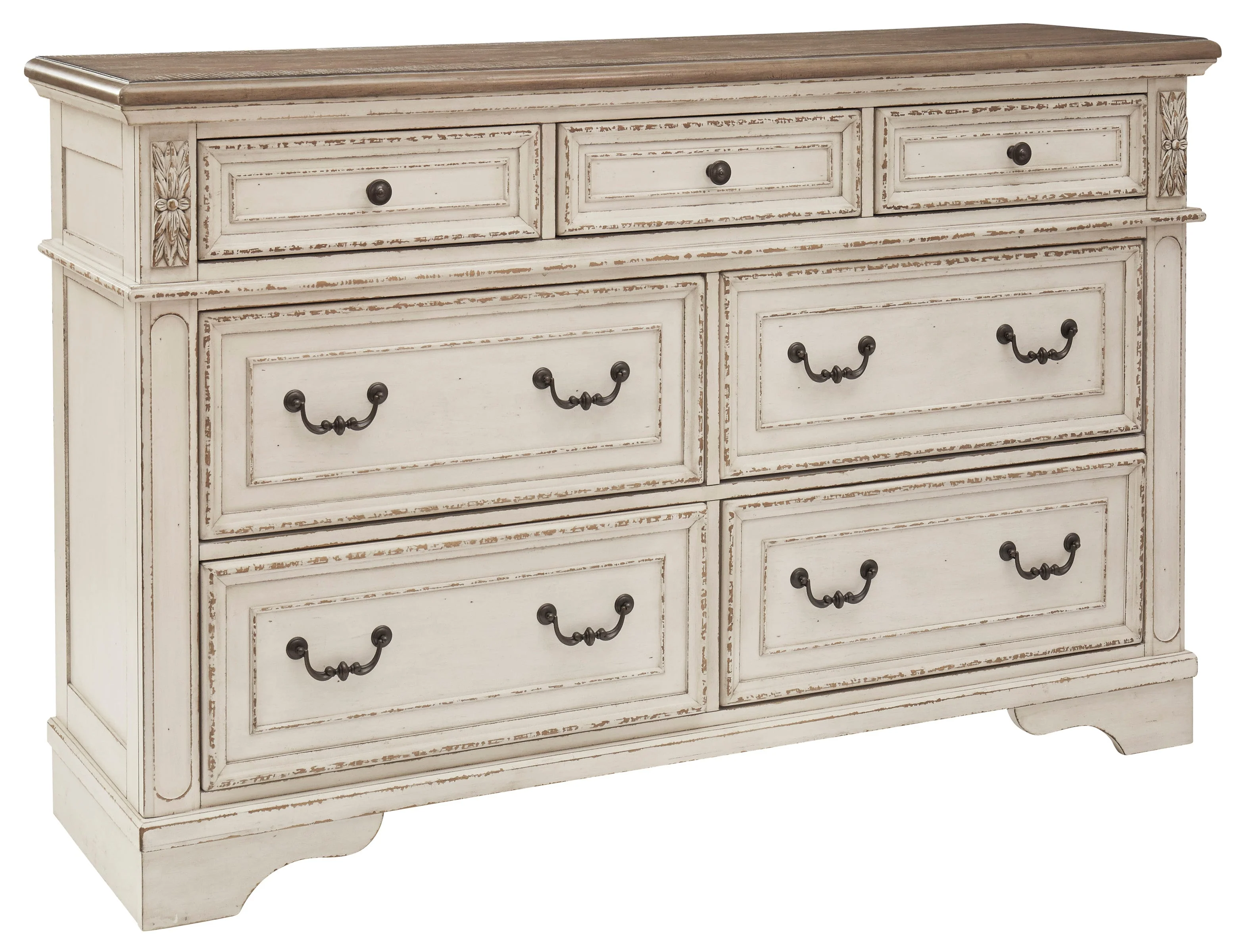 Realyn Chipped White Upholstered Sleigh Bedroom Set - Image 9