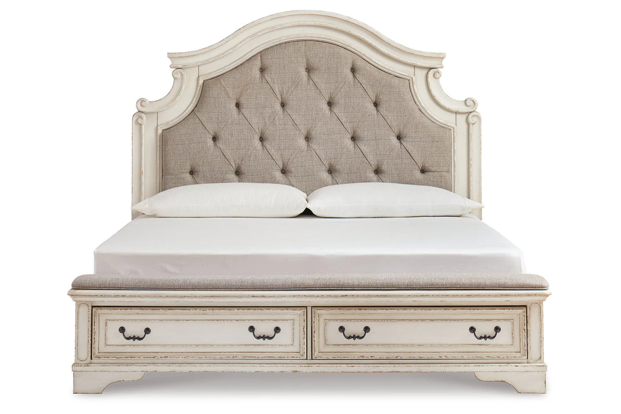 Realyn Two-tone King Upholstered Storage Platform Bed - Image 3
