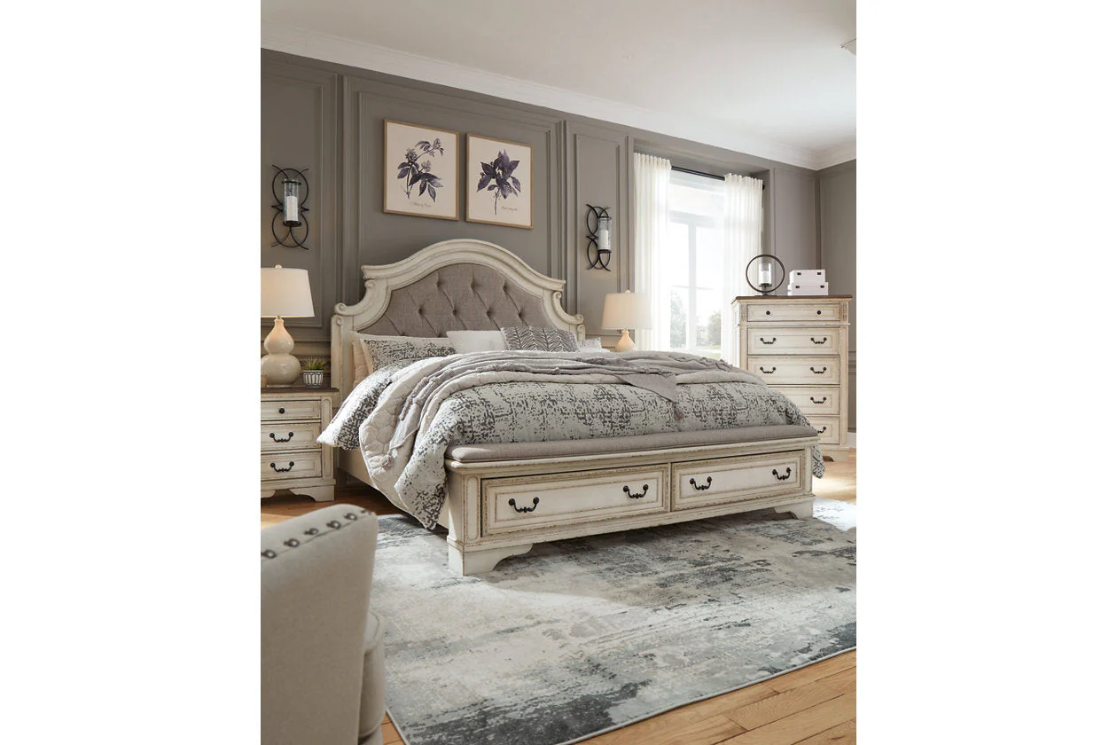 Realyn Two-tone King Upholstered Storage Platform Bed - Image 6