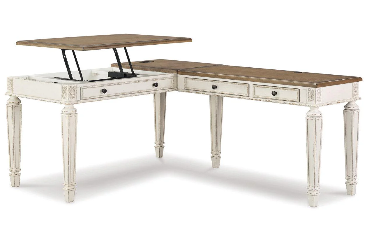 Realyn White/Brown 2-Piece Home Office Lift Top Desk - Image 12