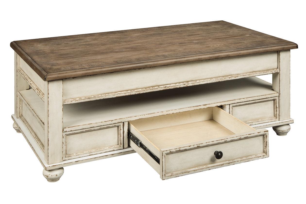 Realyn White/Brown Coffee Table with Lift Top - Image 5