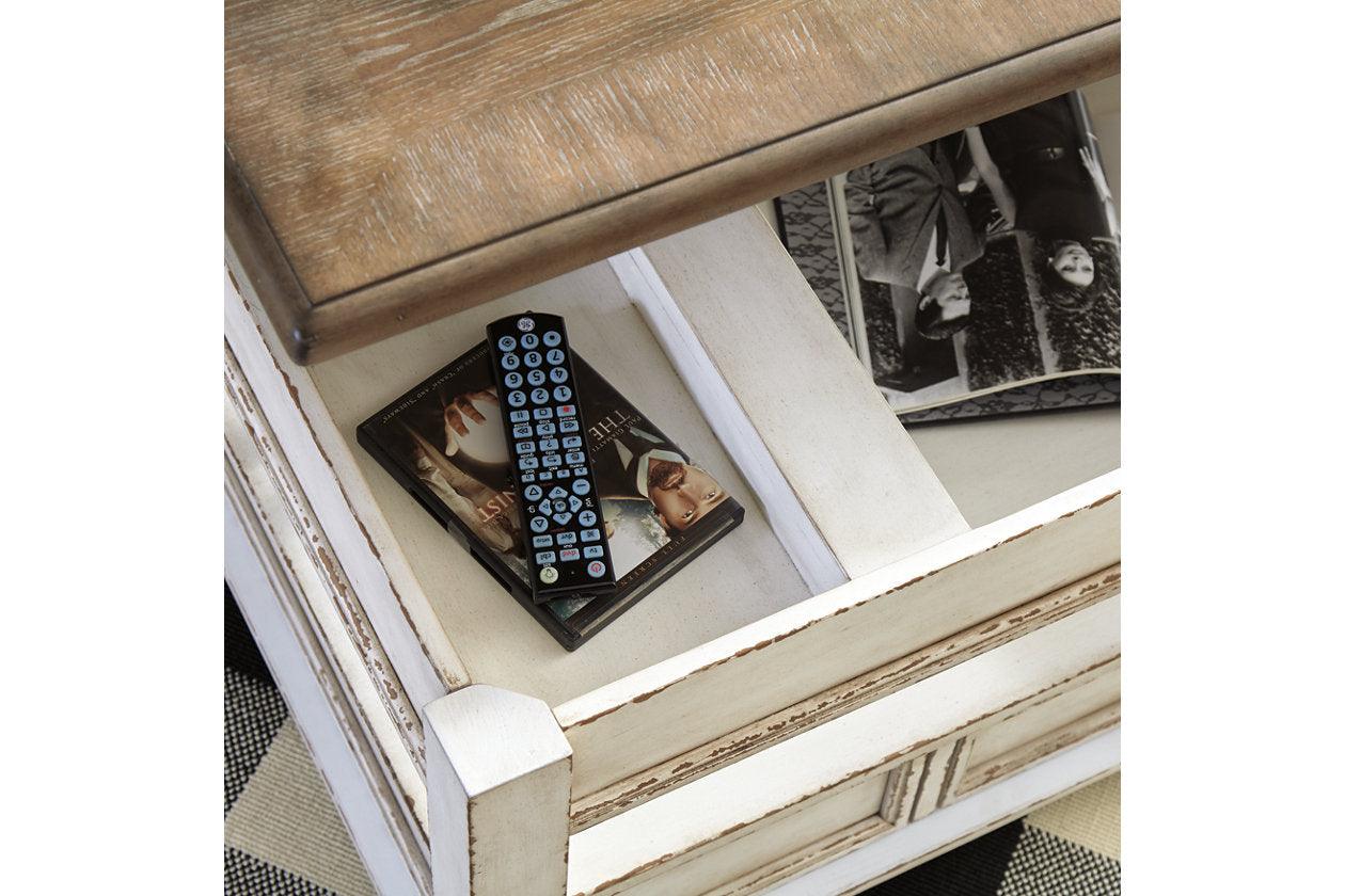 Realyn White/Brown Coffee Table with Lift Top - Image 6