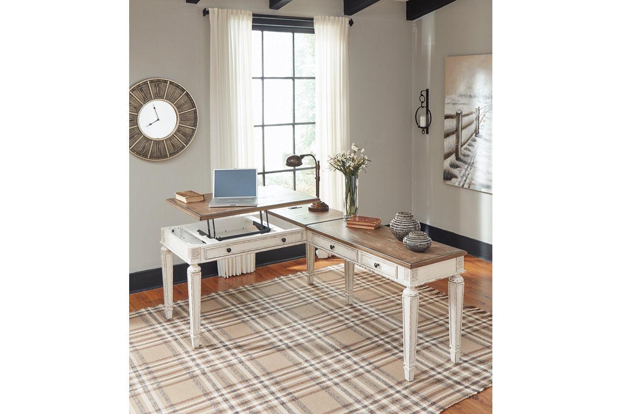 Realyn White/Brown Home Office Lift Top Desk - Image 6