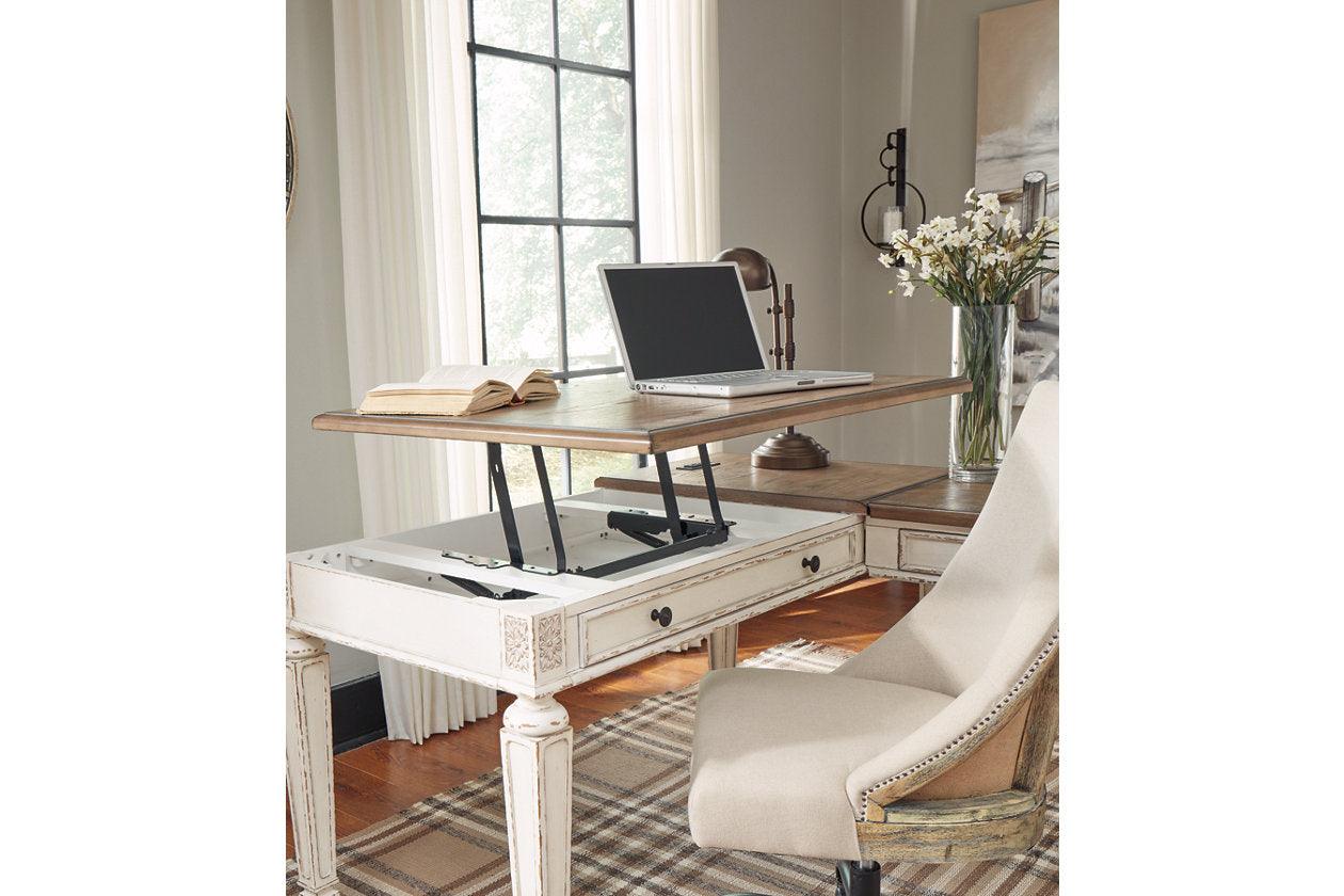 Realyn White/Brown Home Office Lift Top Desk - Image 9