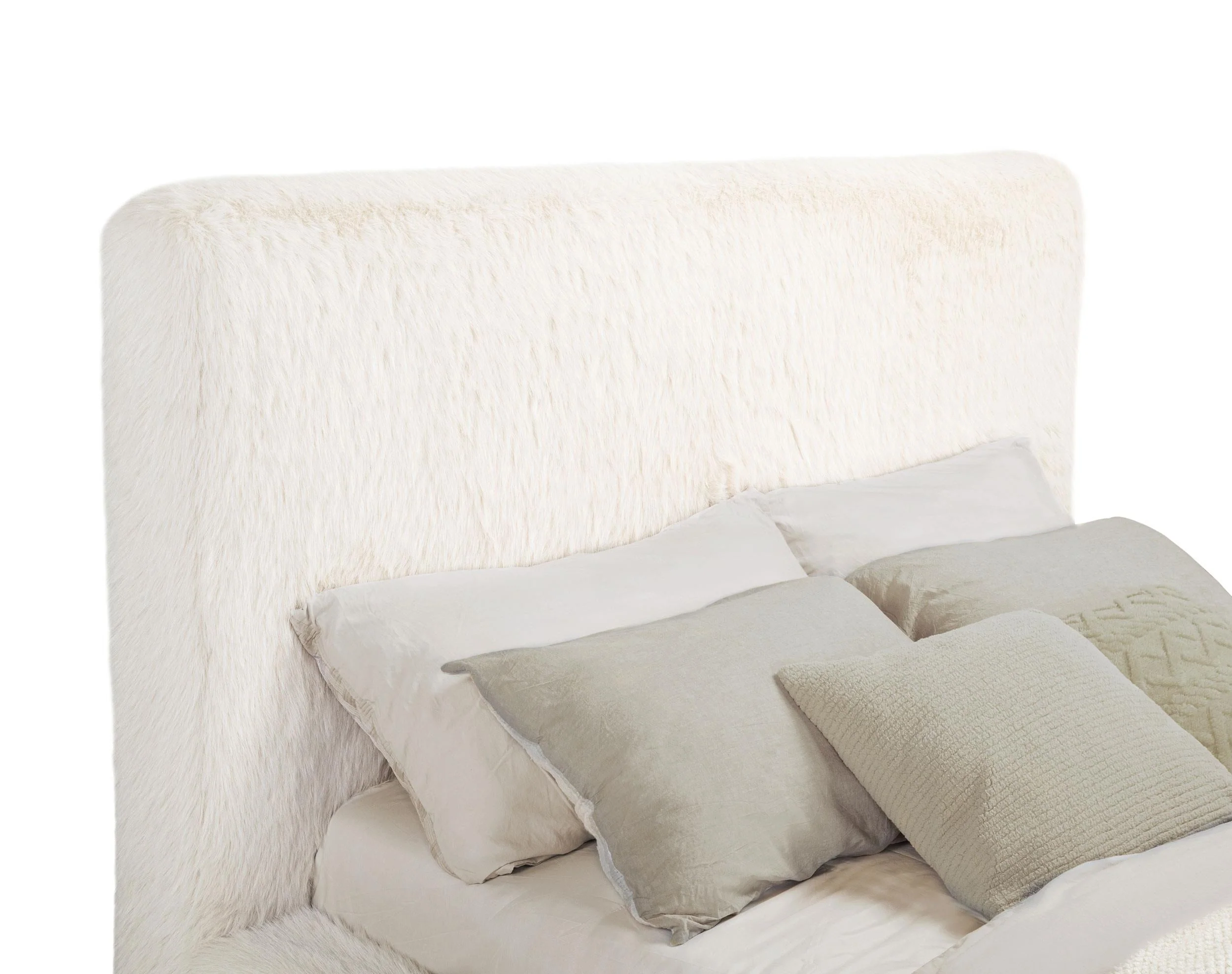 Rebecca Cream Faux Fur Upholstered Eastern King Bed - Image 3