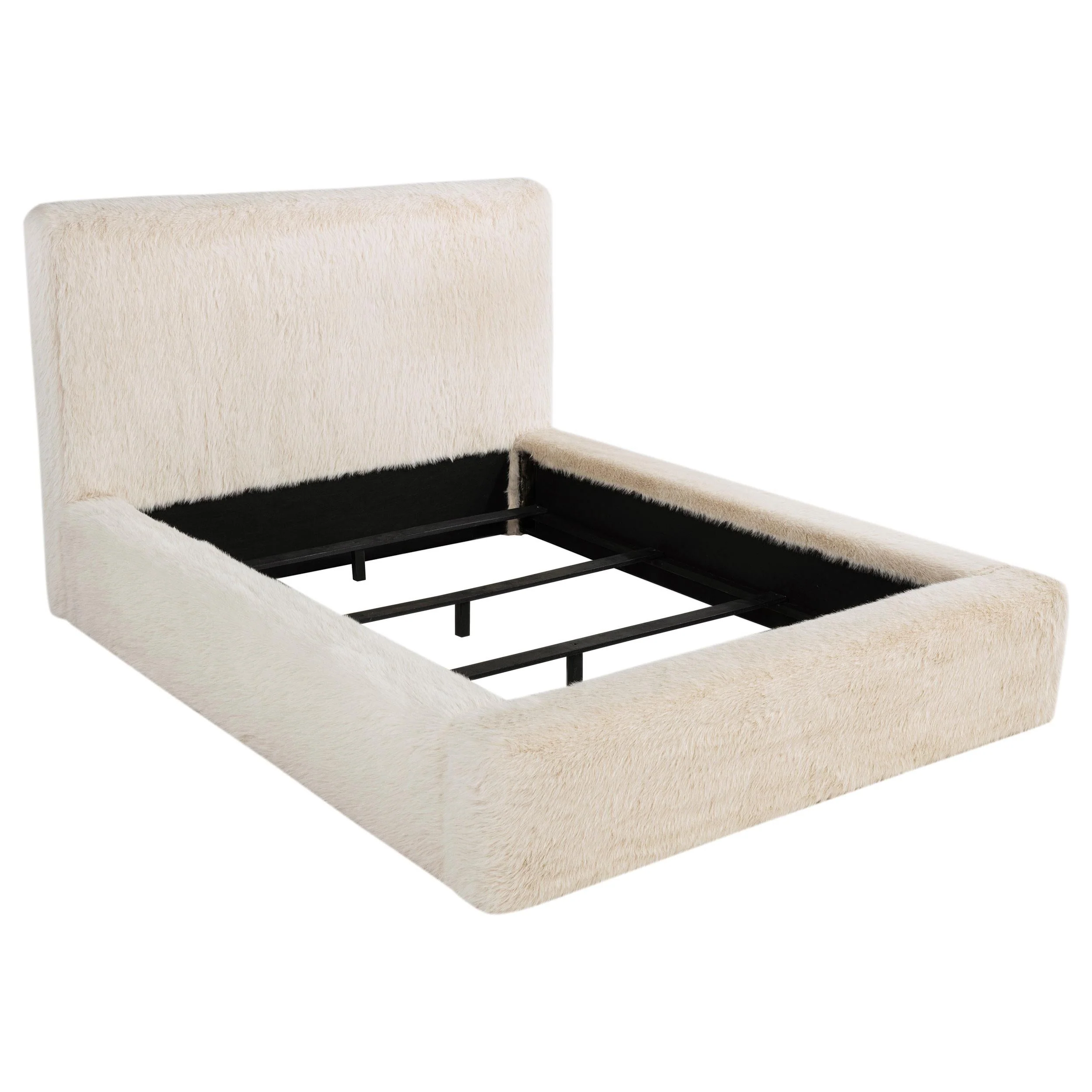 Rebecca Cream Faux Fur Upholstered Eastern King Bed - Image 4