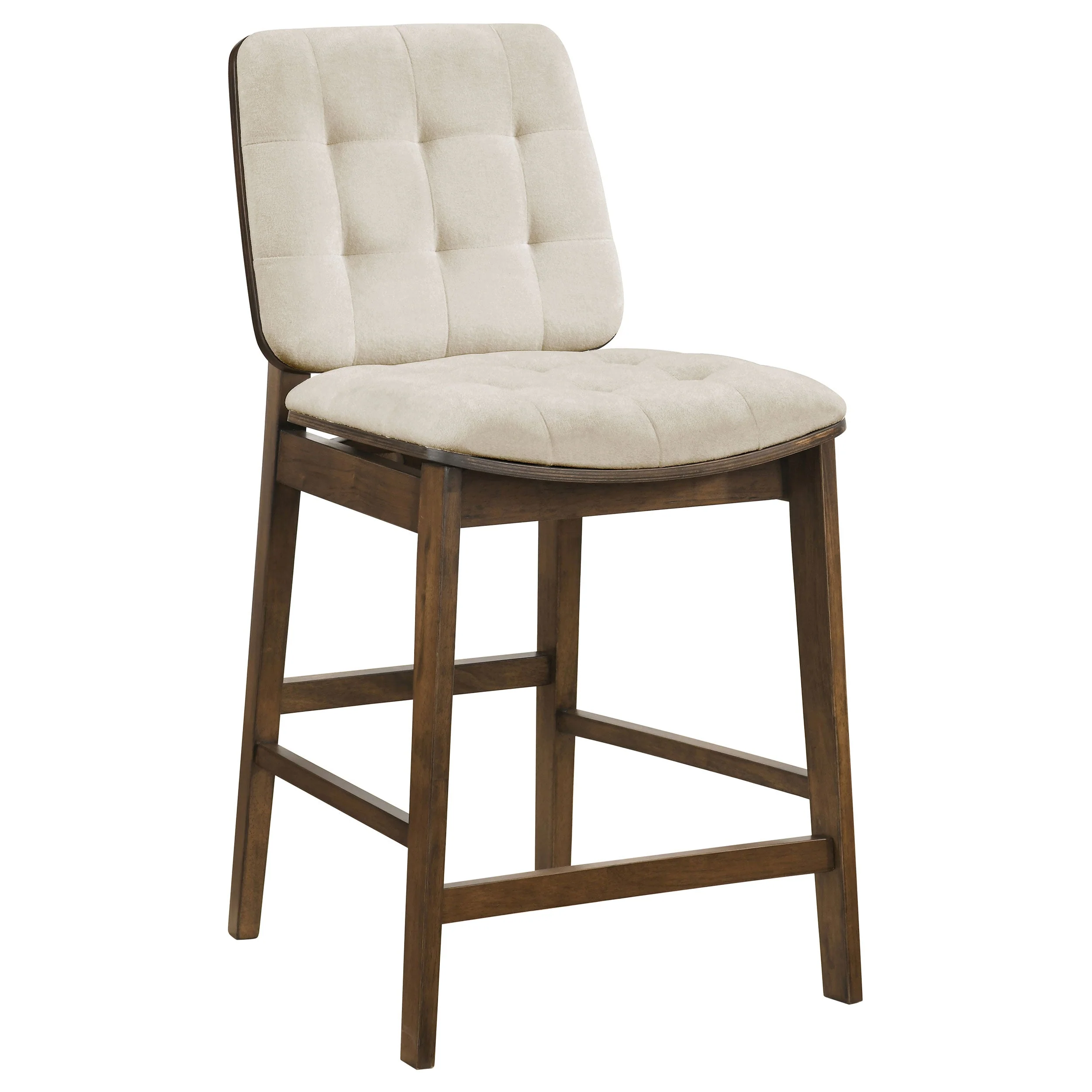 Redbridge Cream/Walnut Velvet Upholstered Counter Chair (Set of 2) - Image 2