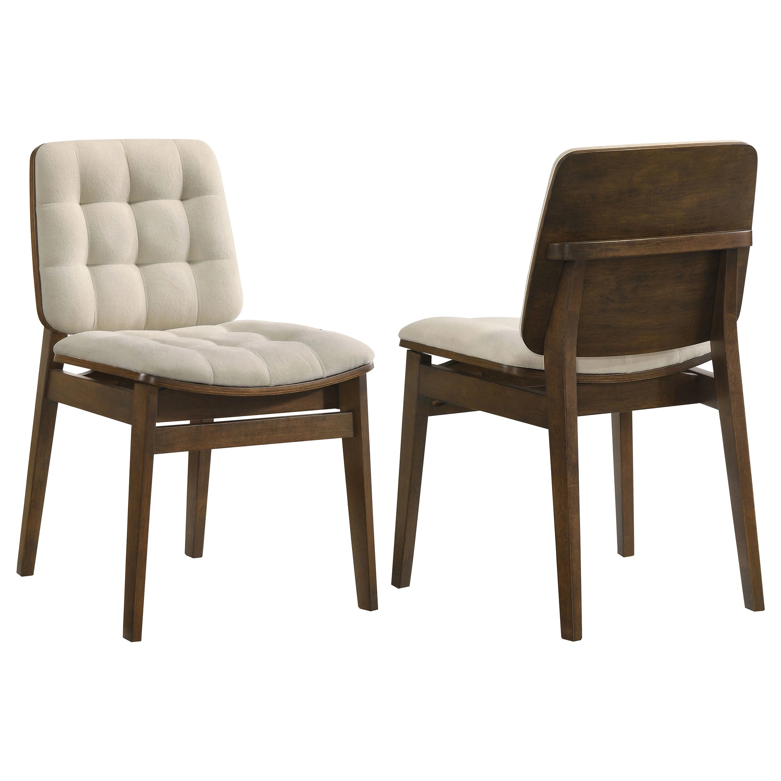 Redbridge Cream/Walnut Velvet Upholstered Side Chair (Set of 2)