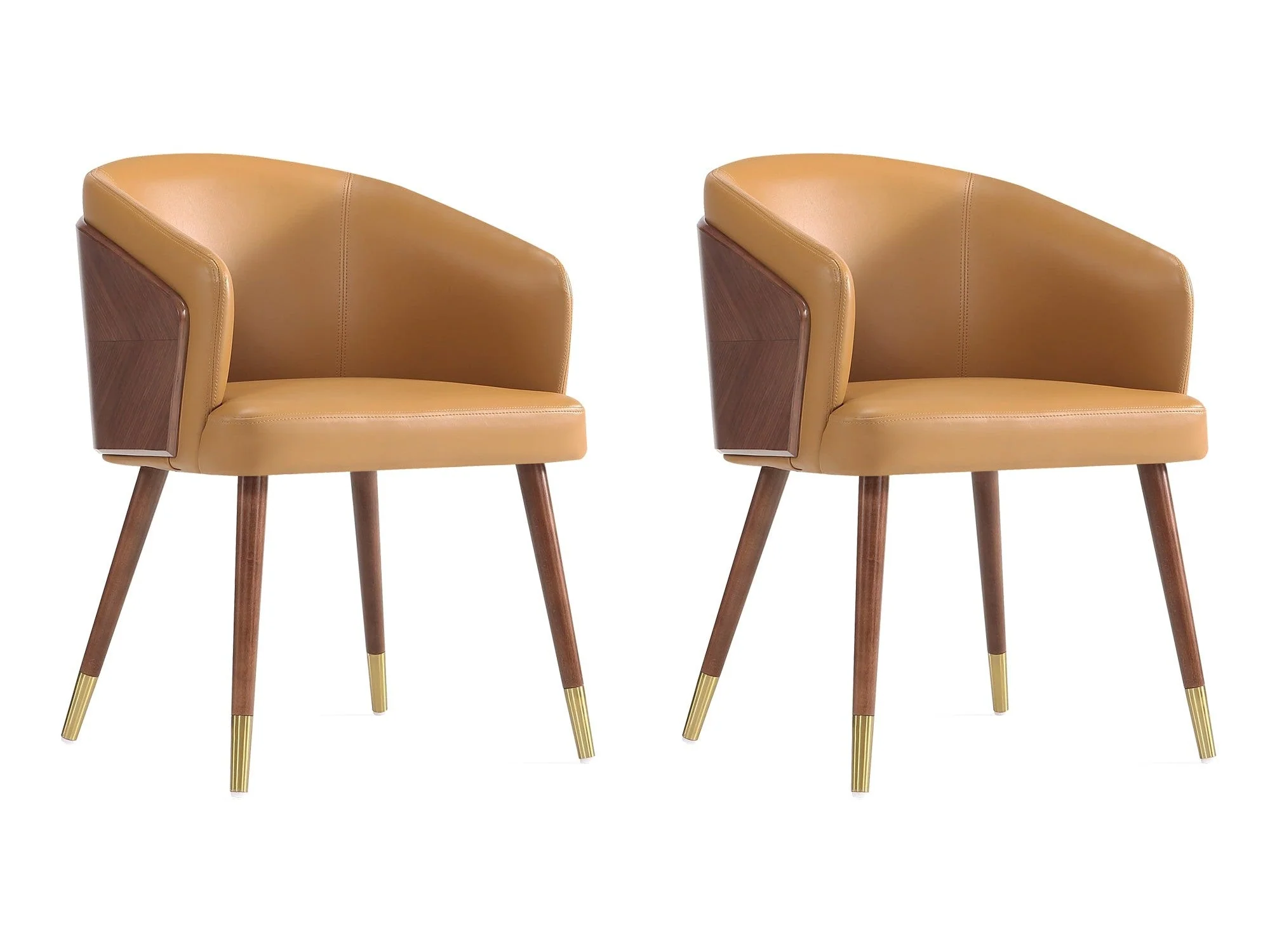 Reeva Dining Chair in Walnut and Camal (set of 2)