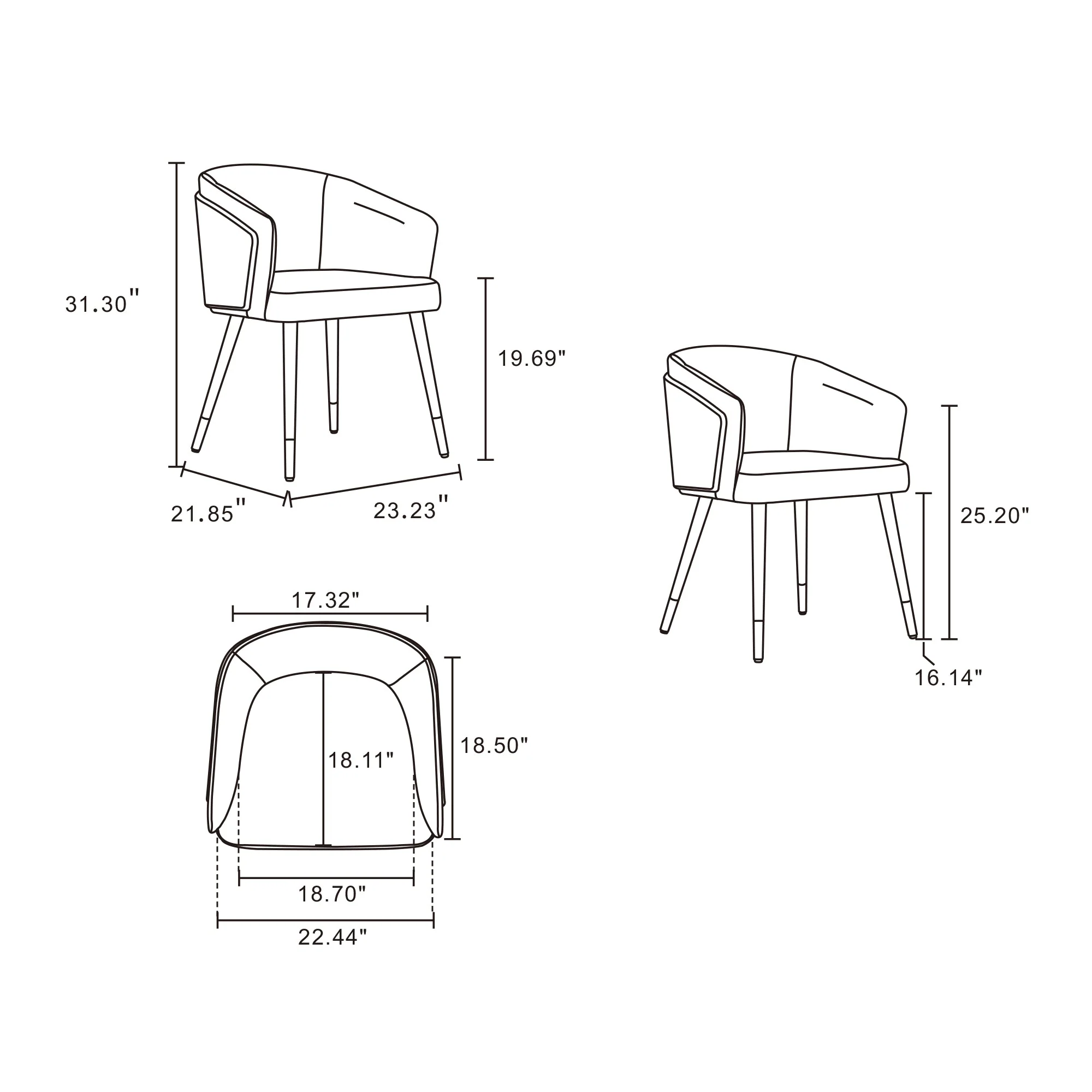 Reeva Dining Chair in Walnut and Camal (set of 2) - Image 3
