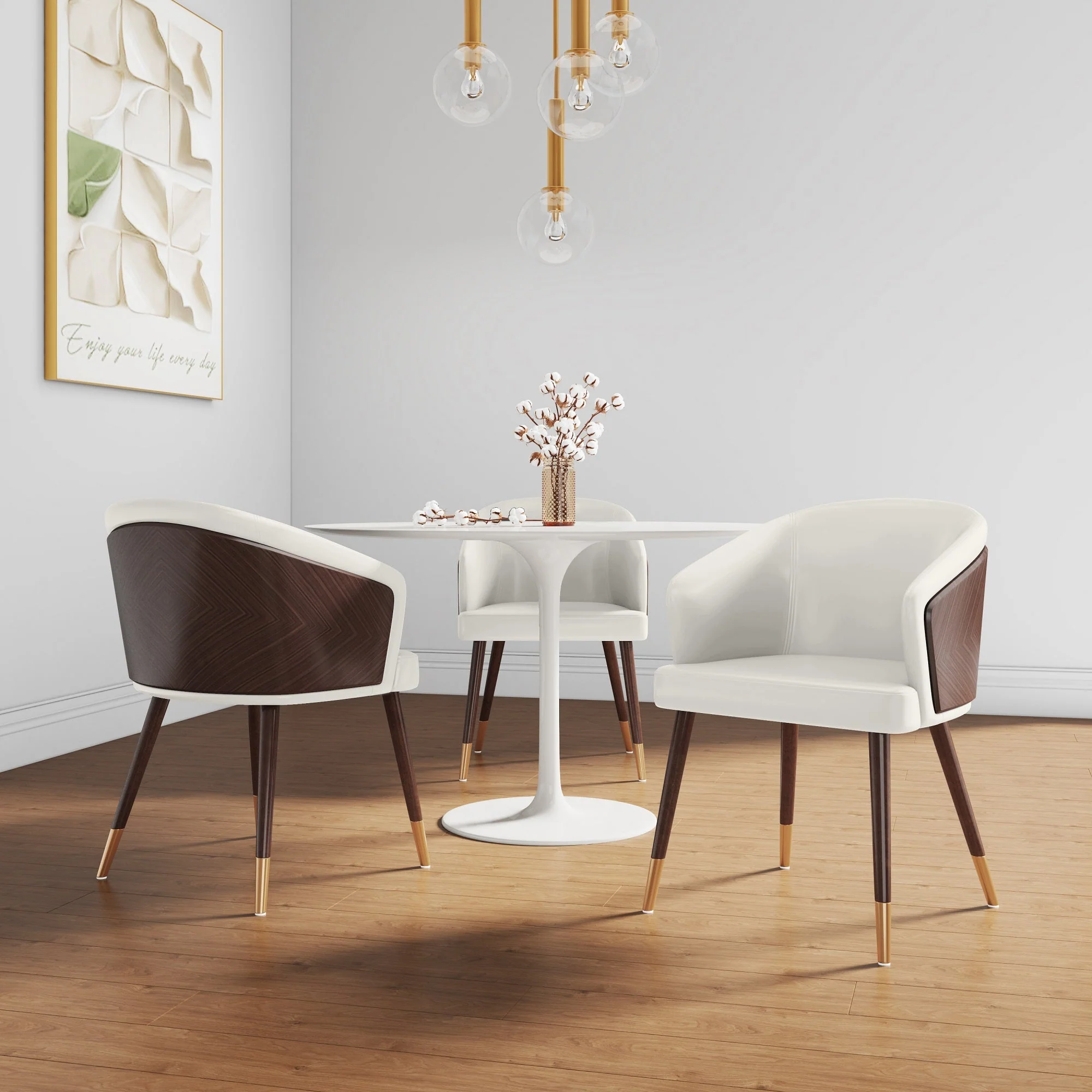 Reeva Dining Chair in Walnut and Cream (set of 2) - Image 2