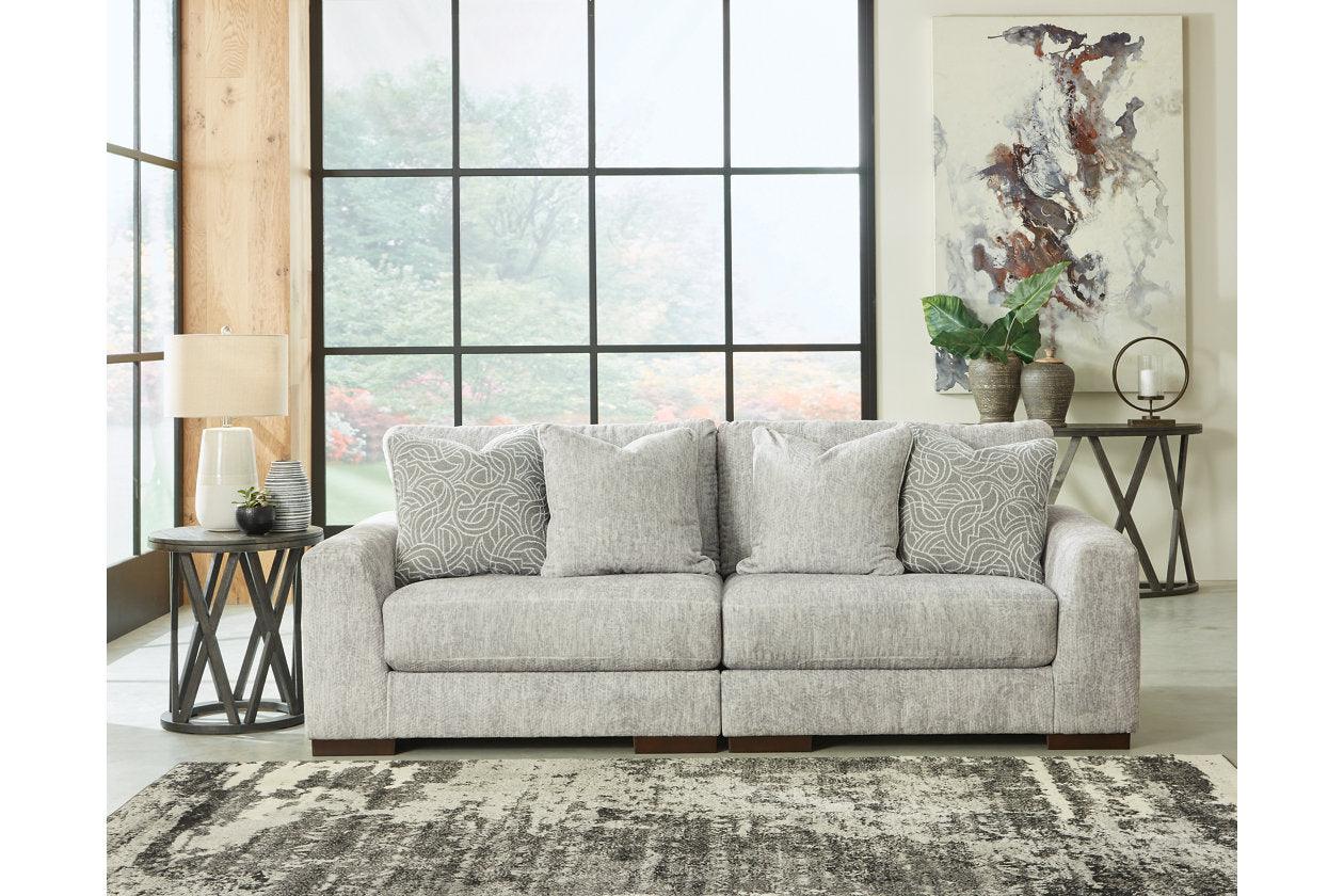 Regent Park Pewter 2-Piece Sectional Loveseat - Image 3