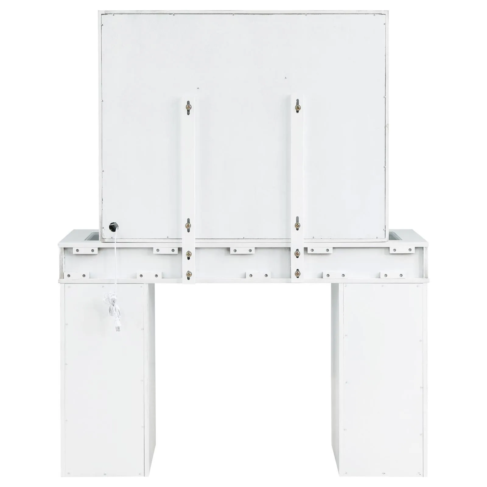 Regina White 3-piece Makeup Vanity Table Set Hollywood Lighting Mirror - Image 7