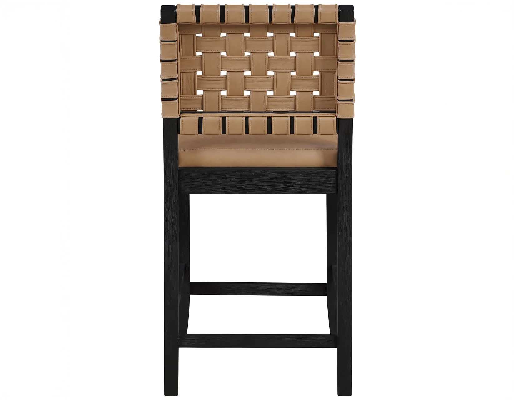 Reid Saddle Brown Camel Vegan Leather 24″ Counter Chair Black Finish - Image 6