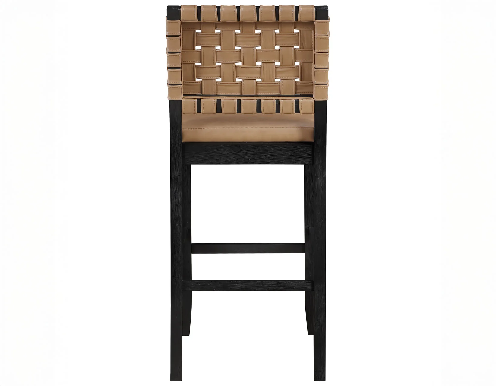 Reid Saddle Brown Vegan Leather 30″ Bar Stool, Black Finish - Image 8