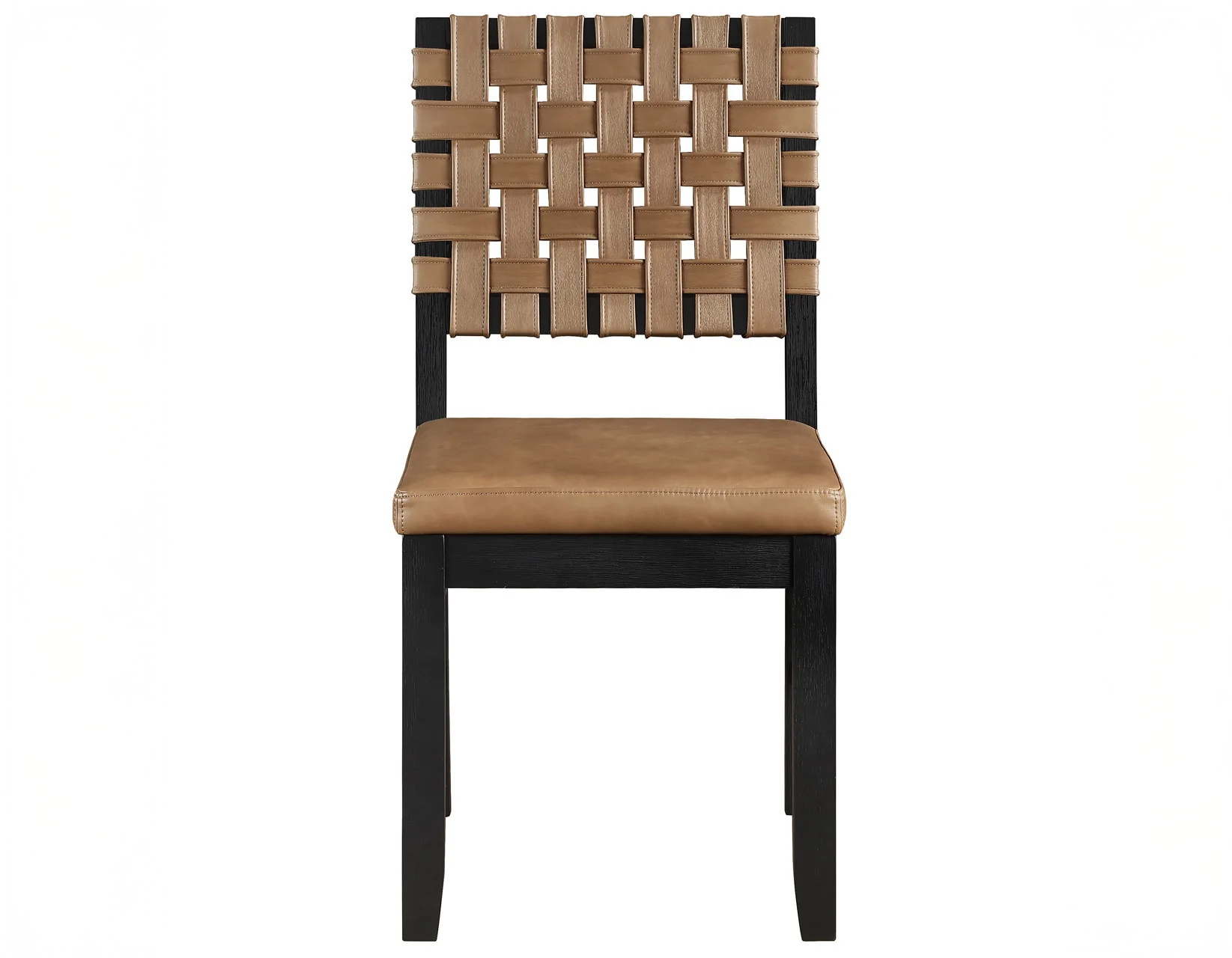Reid Saddle Brown Vegan Leather 5-Piece Dining Set, Black Finish - Image 12