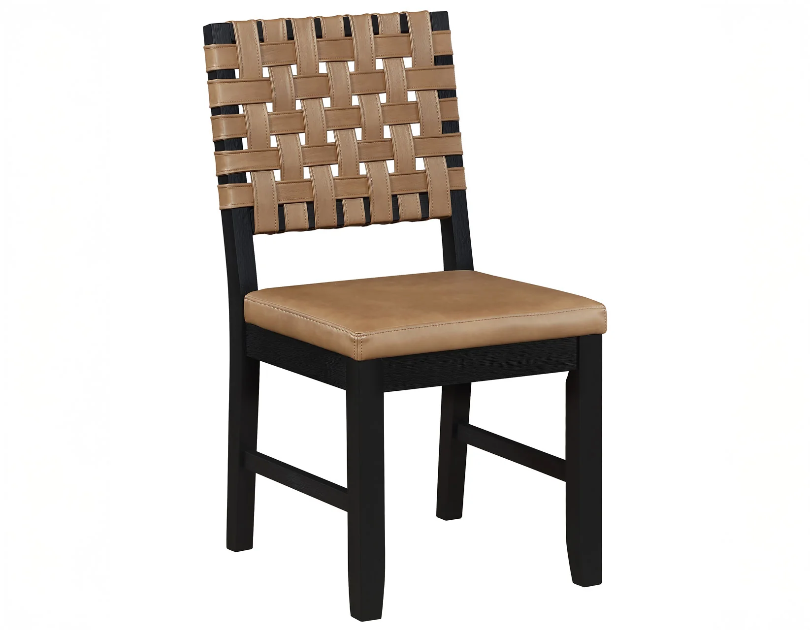 Reid Saddle Brown Vegan Leather 5-Piece Dining Set, Black Finish - Image 13