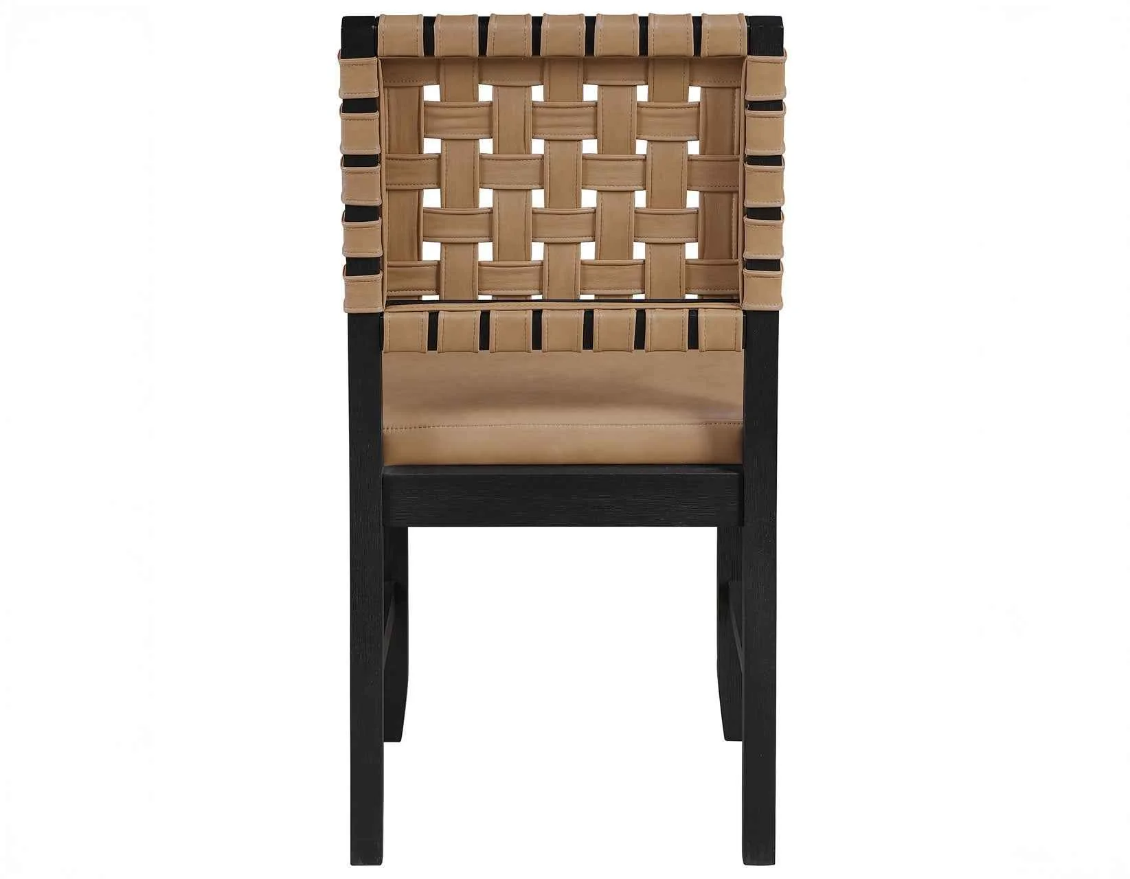 Reid Saddle Brown Vegan Leather Side Chair, Black Finish, Set of 2 - Image 6