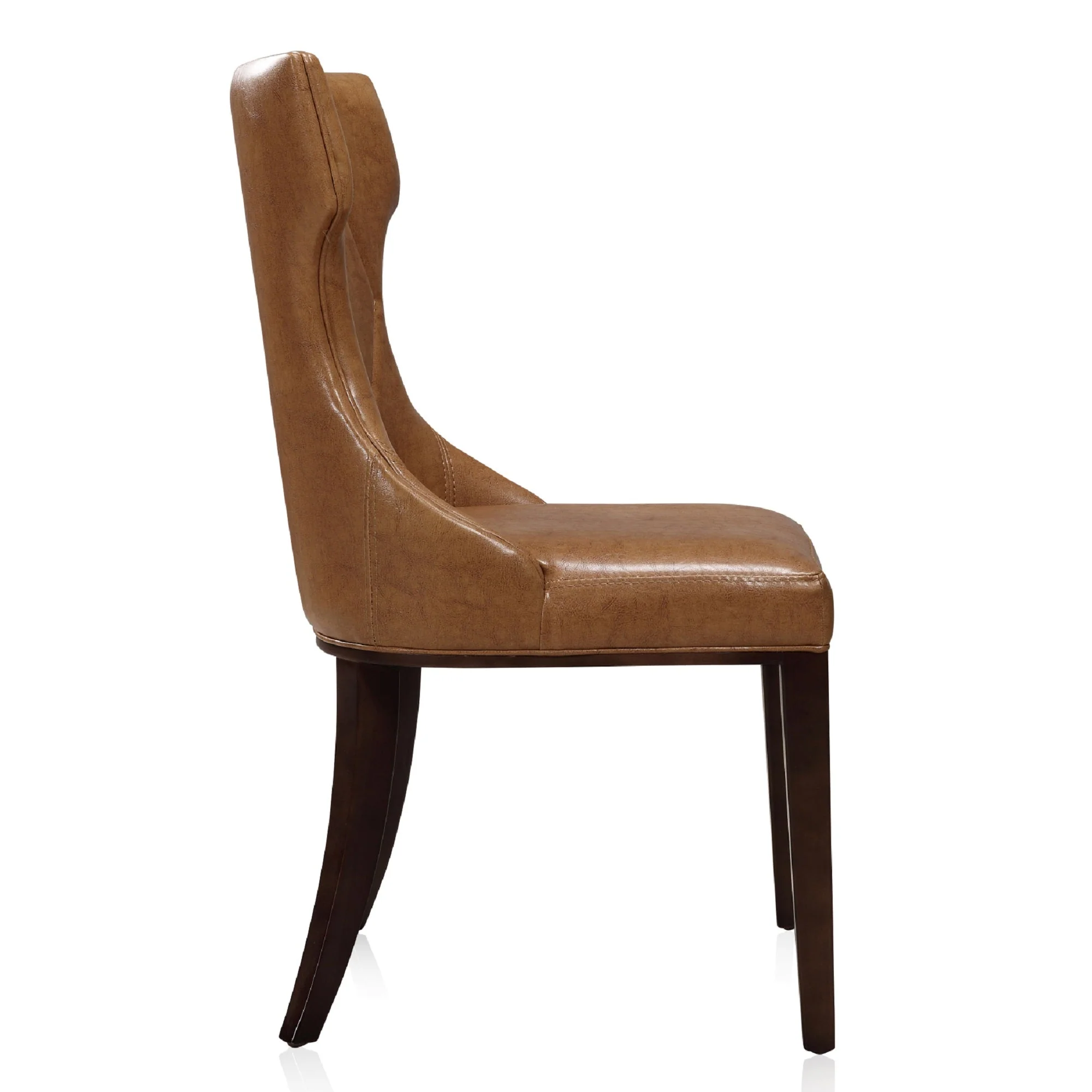 Reine Faux Leather Dining Chair (Set of Two) in Saddle and Walnut - Image 6