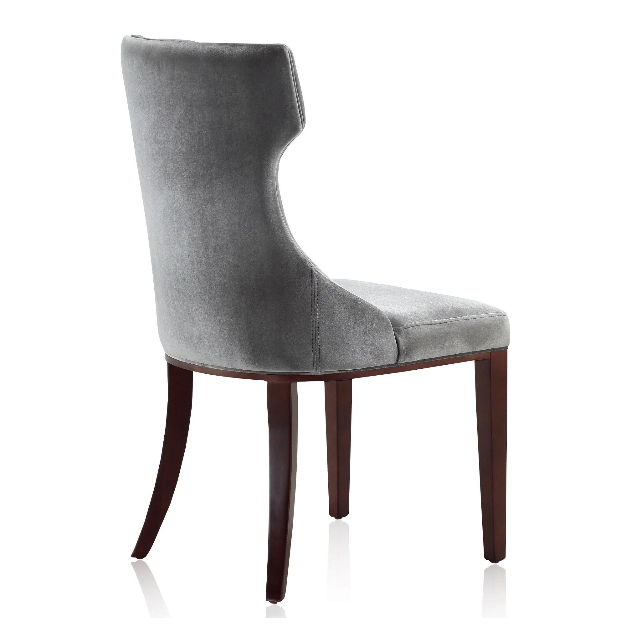 Reine Velvet Dining Chair (Set of Two) in Grey and Walnut - Image 6