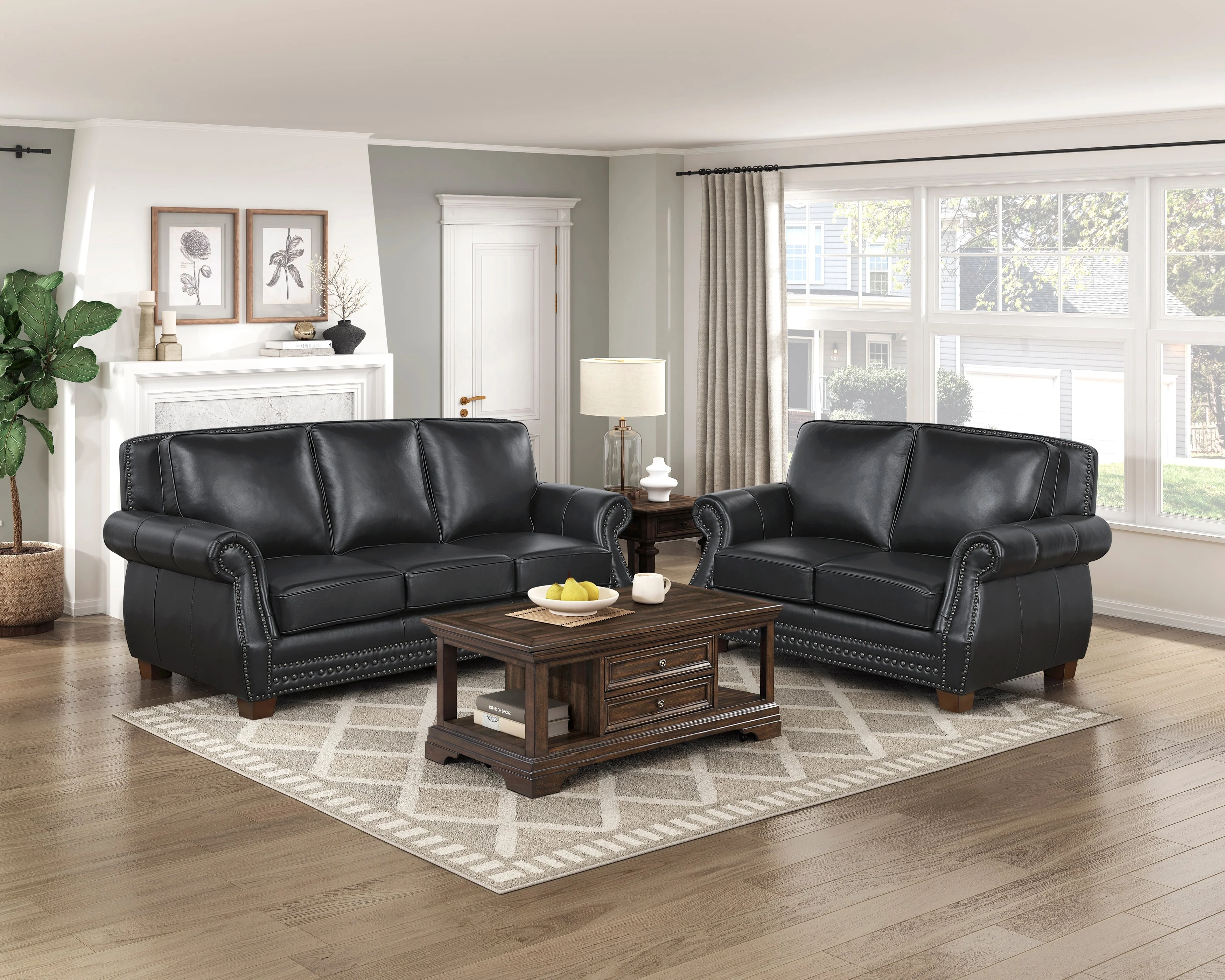 Remington Black Leather Loveseat - Image 7