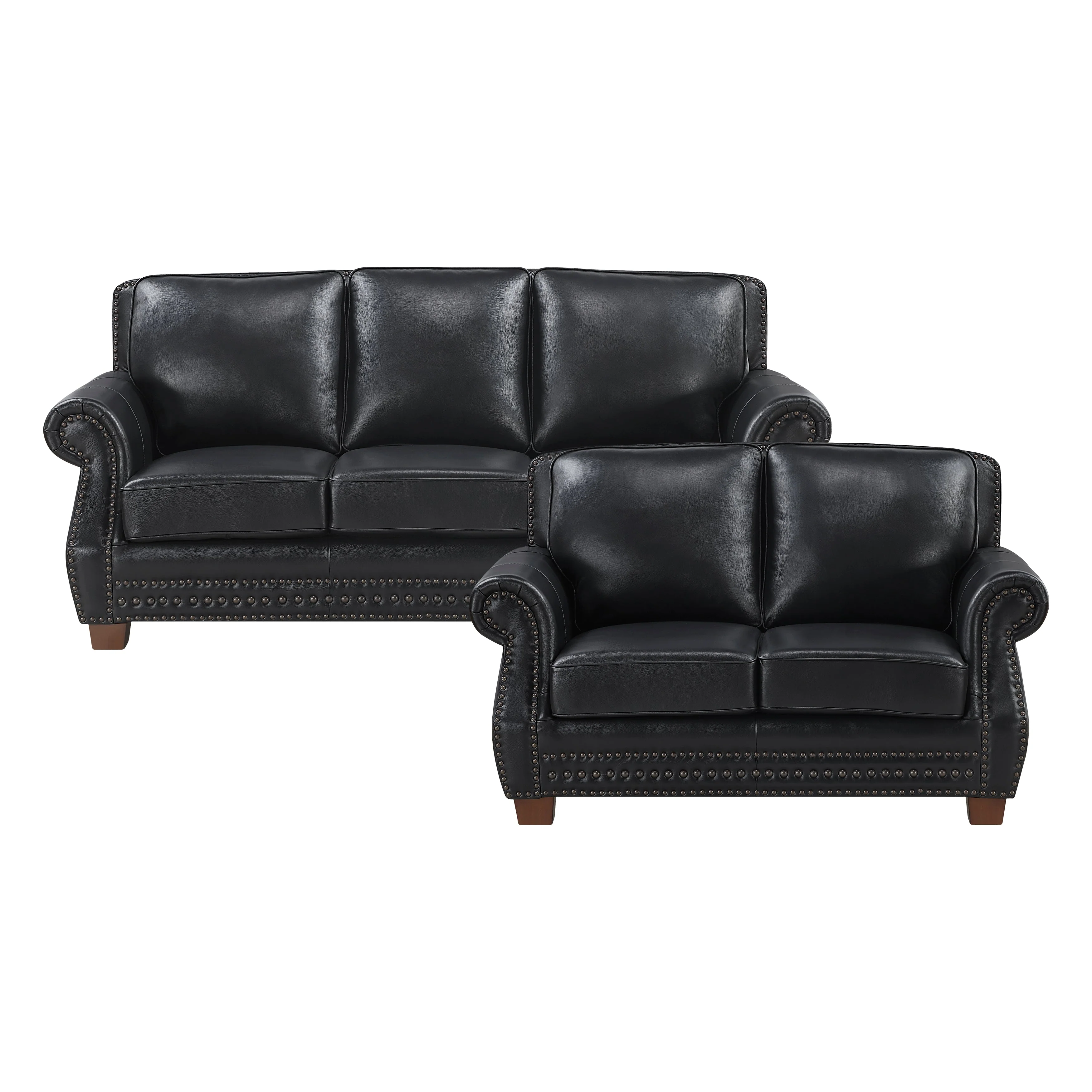 Remington Black Leather Reclining Sofa and Loveseat - Image 2