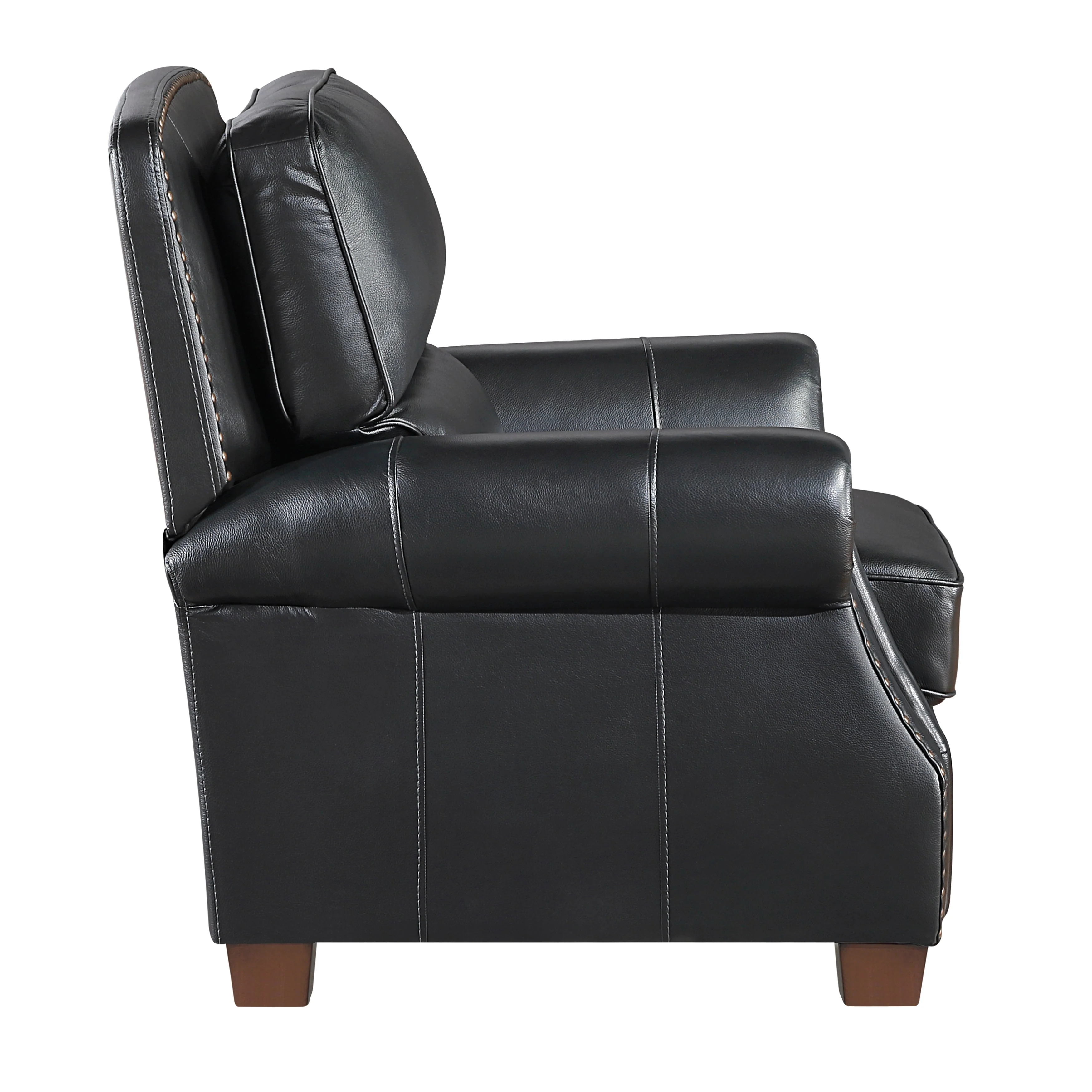 Remington Black Push Back Leather Reclining Chair - Image 3