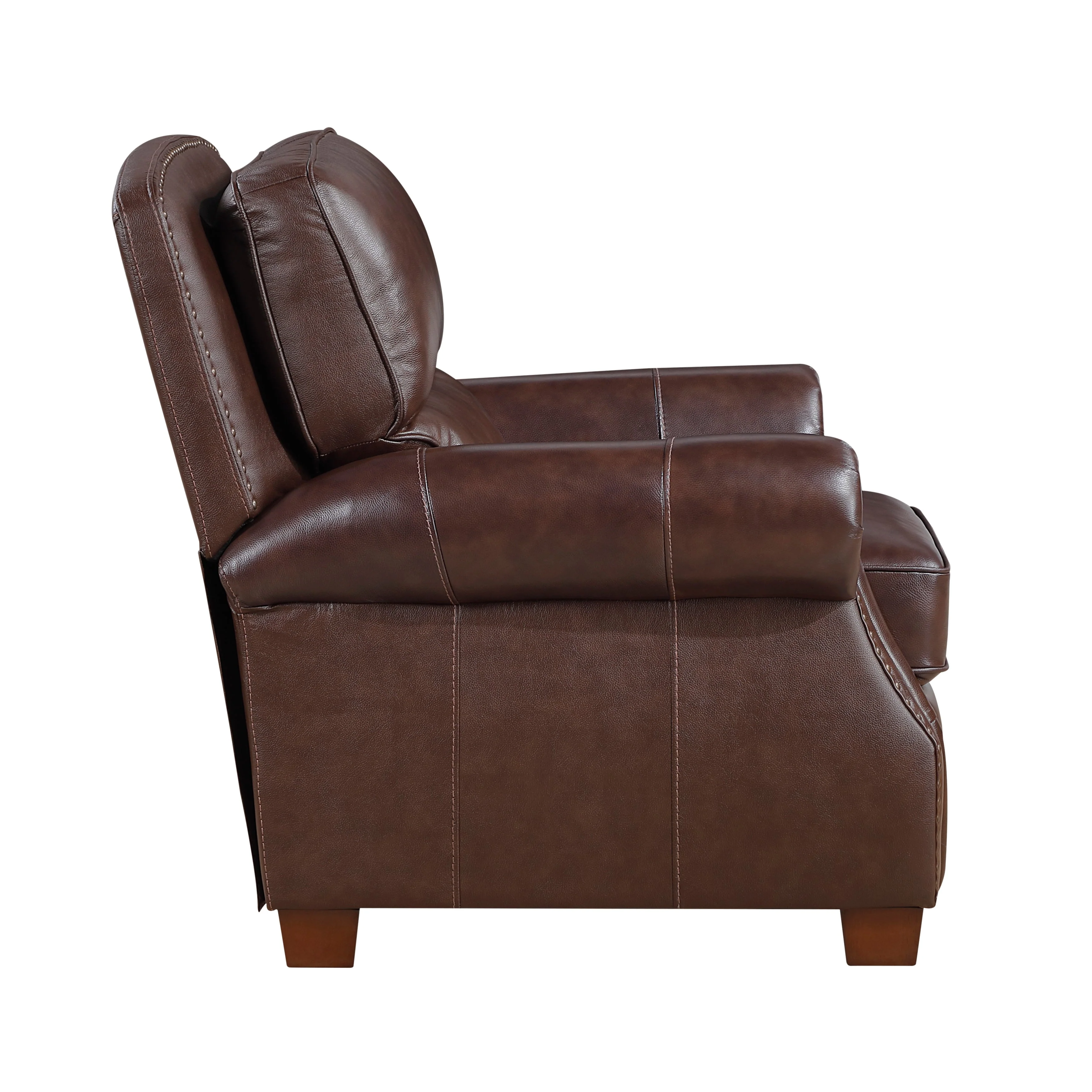 Remington Brown Push Back Leather Reclining Chair - Image 3