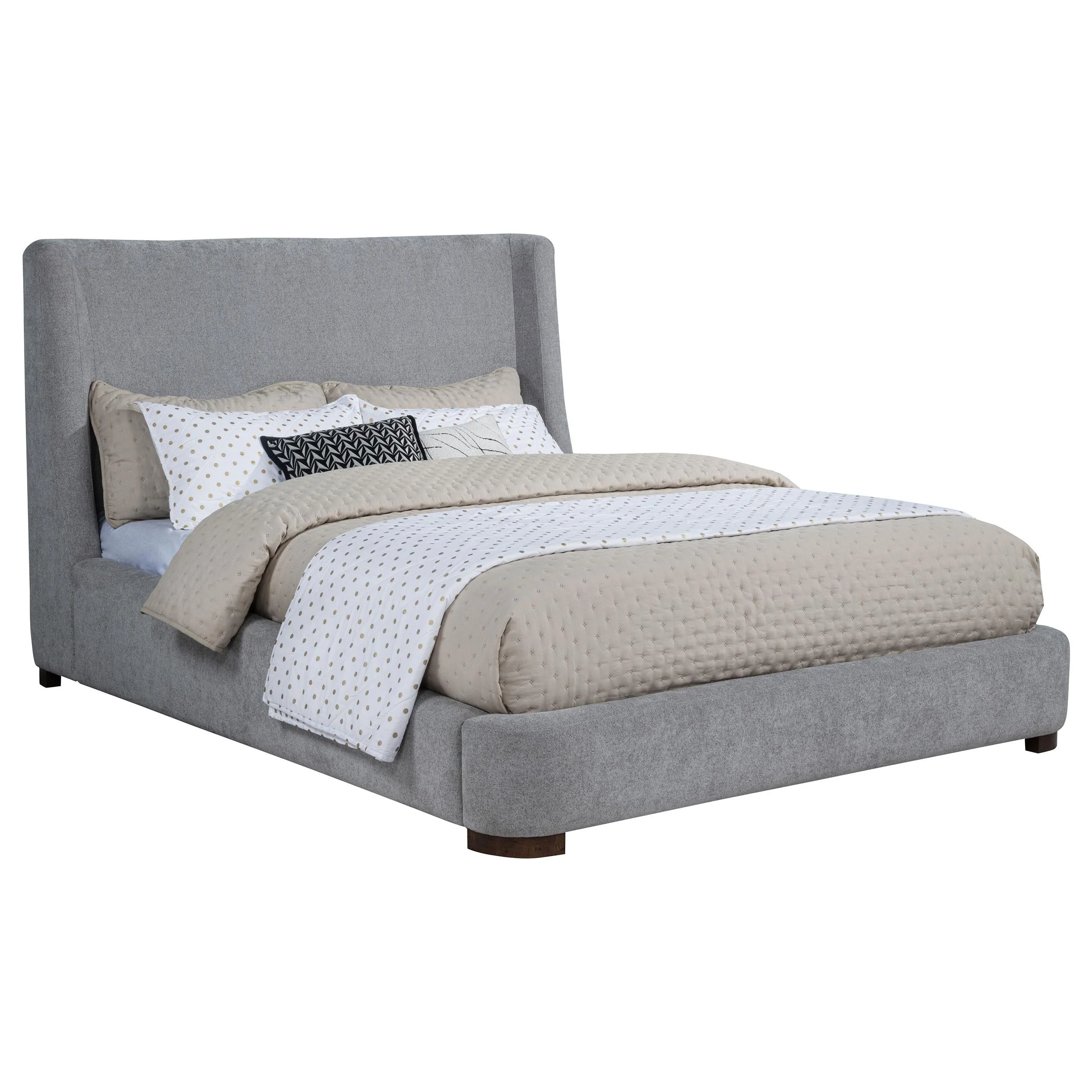 Rennes Gray Upholstered Eastern King Wingback Platform Bed - Image 2