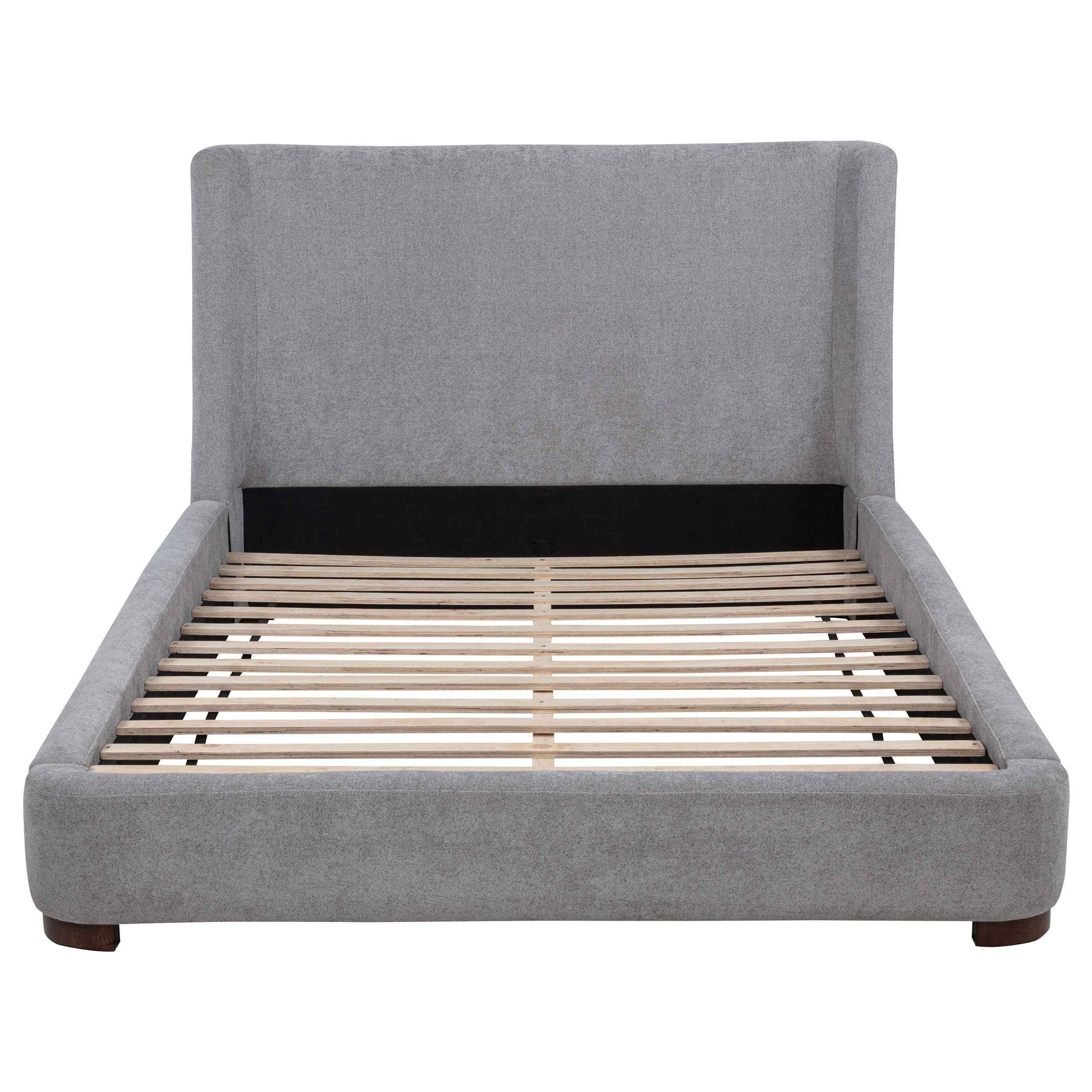 Rennes Grey Upholstered Queen Wingback Platform Bed - Image 4