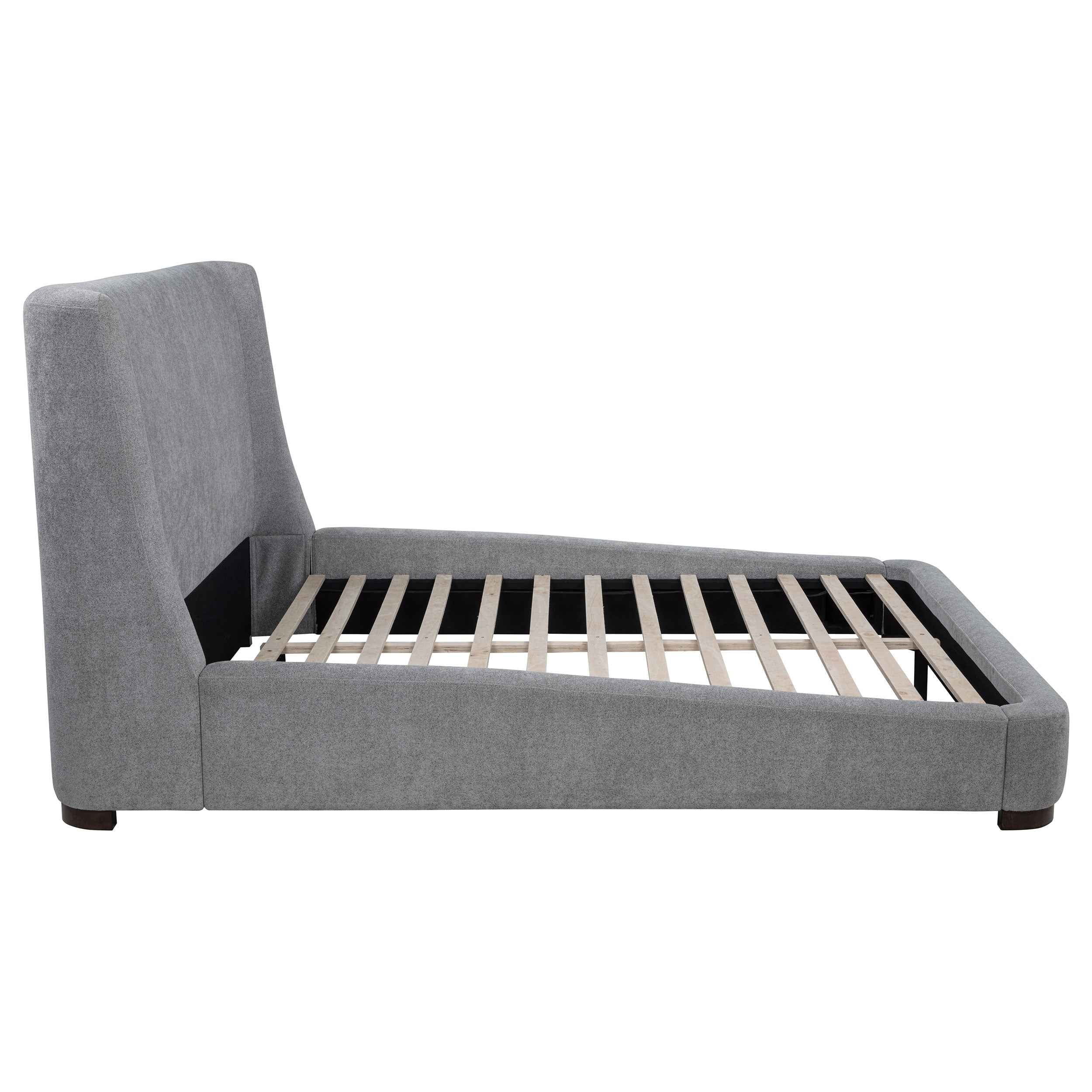 Rennes Grey Upholstered Queen Wingback Platform Bed - Image 6