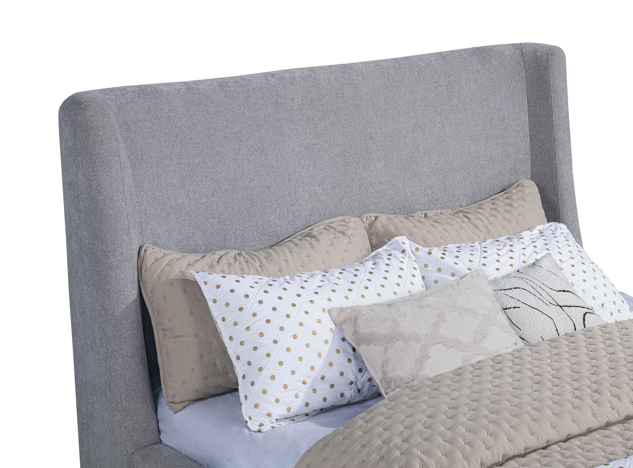 Rennes Grey Upholstered Queen Wingback Platform Bed - Image 7