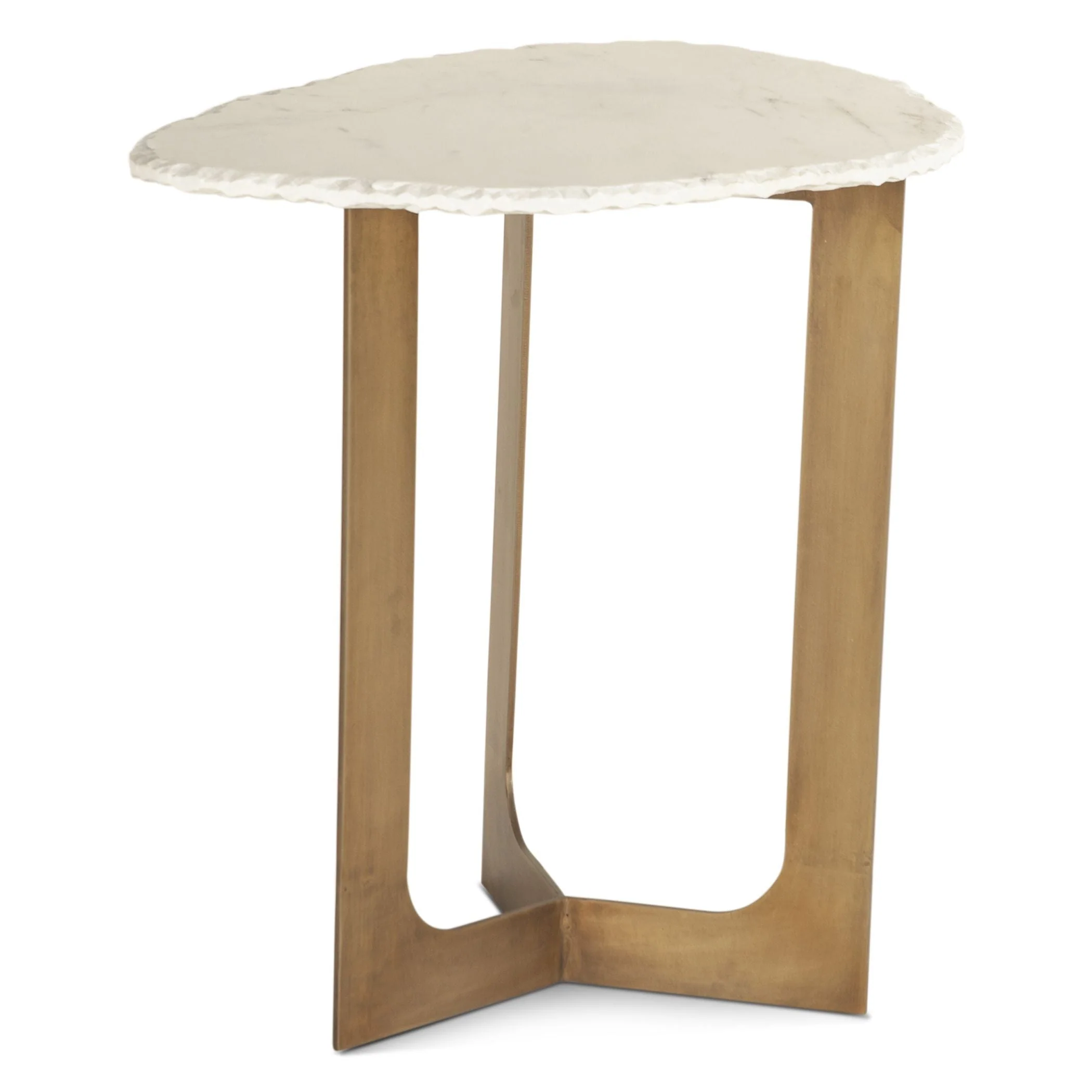 Reno 24" Side Table in White Marble and Antique Brass Base - Image 2